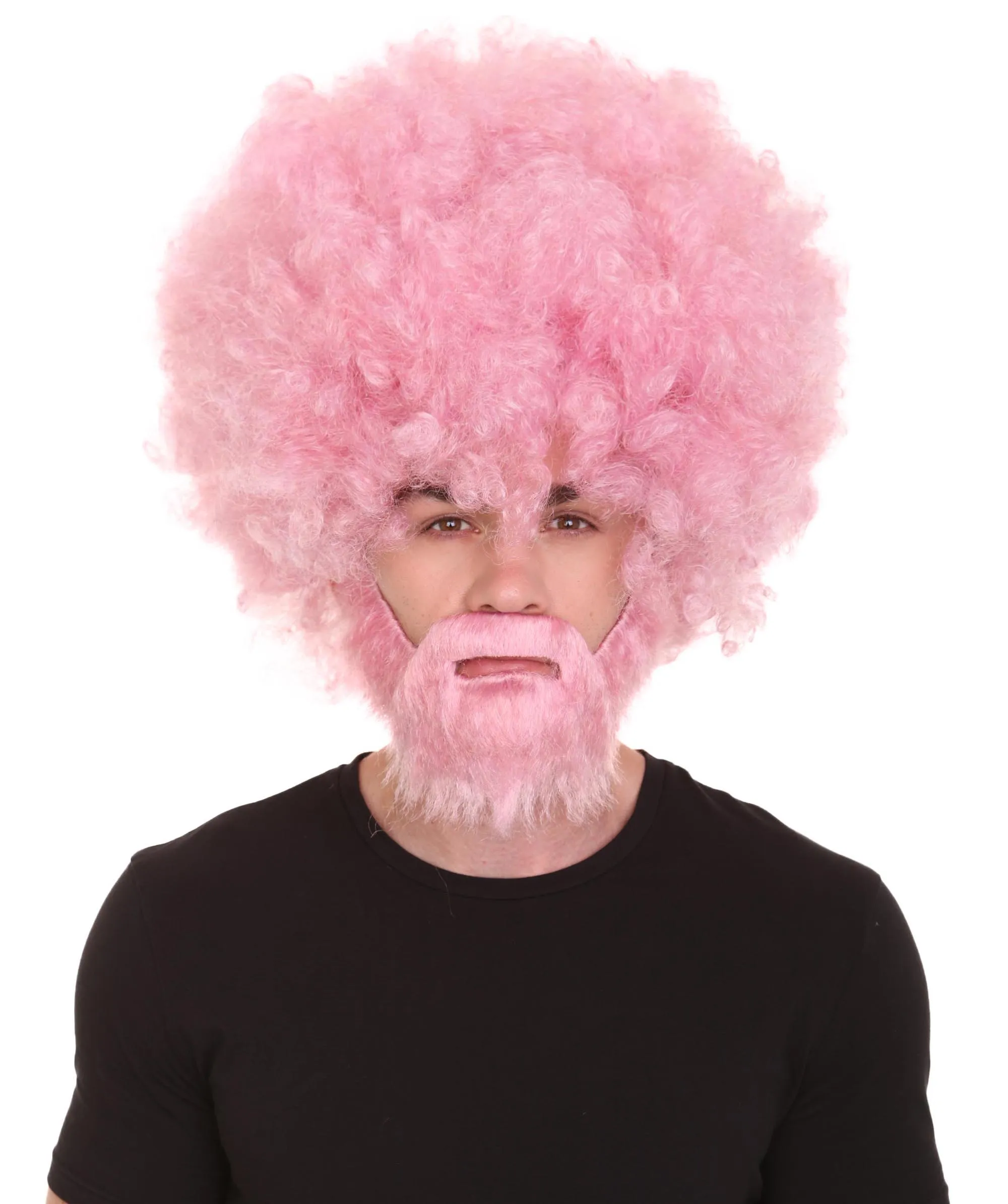 HPO Adult Unisex 80's Painter Afro Wig and Beard Set | Easy and Classic Celebrity Costume | Premium Halloween Wig
