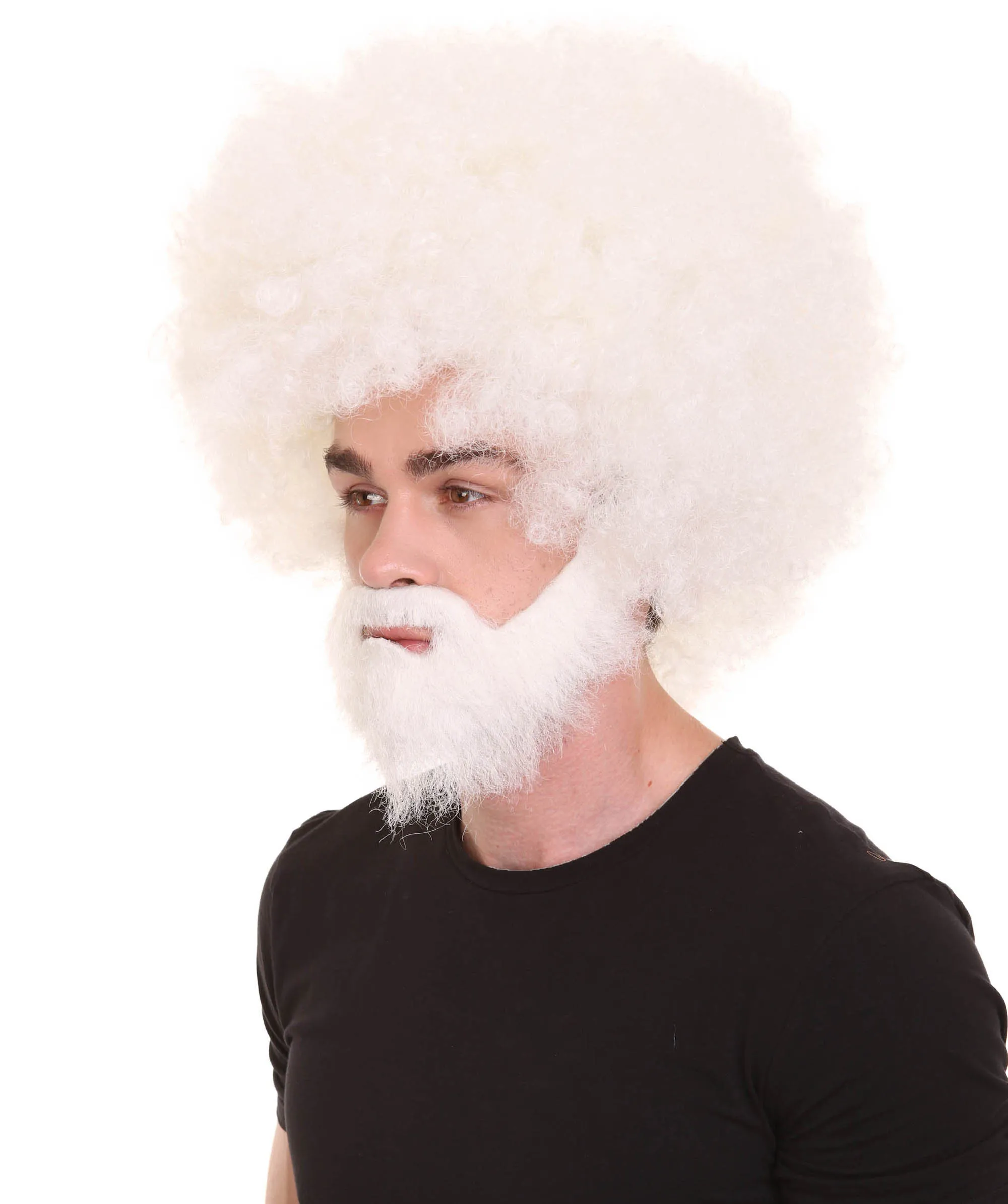 HPO Adult Unisex 80's Painter Afro Wig and Beard Set | Easy and Classic Celebrity Costume | Premium Halloween Wig