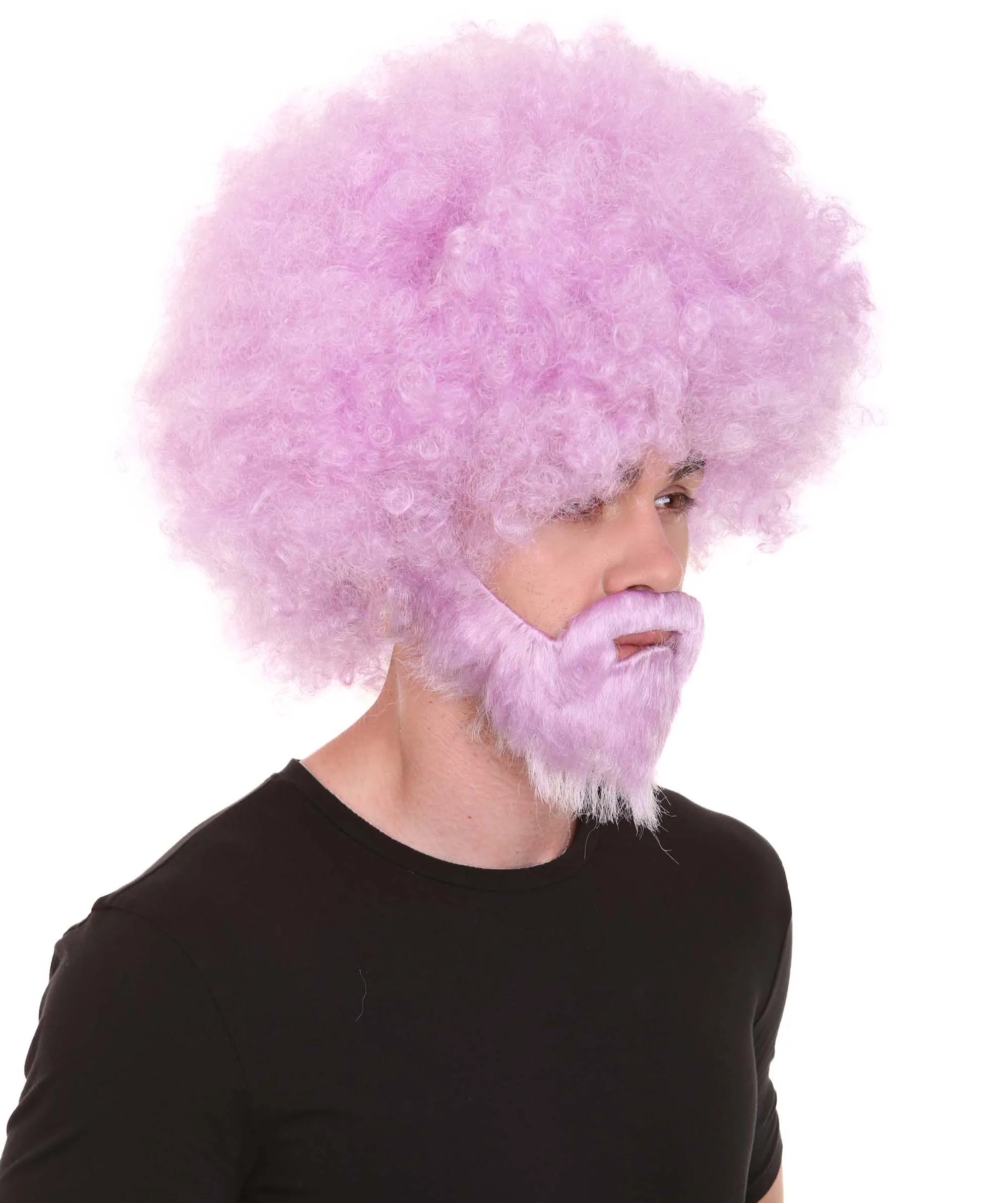 HPO Adult Unisex 80's Painter Afro Wig and Beard Set | Easy and Classic Celebrity Costume | Premium Halloween Wig