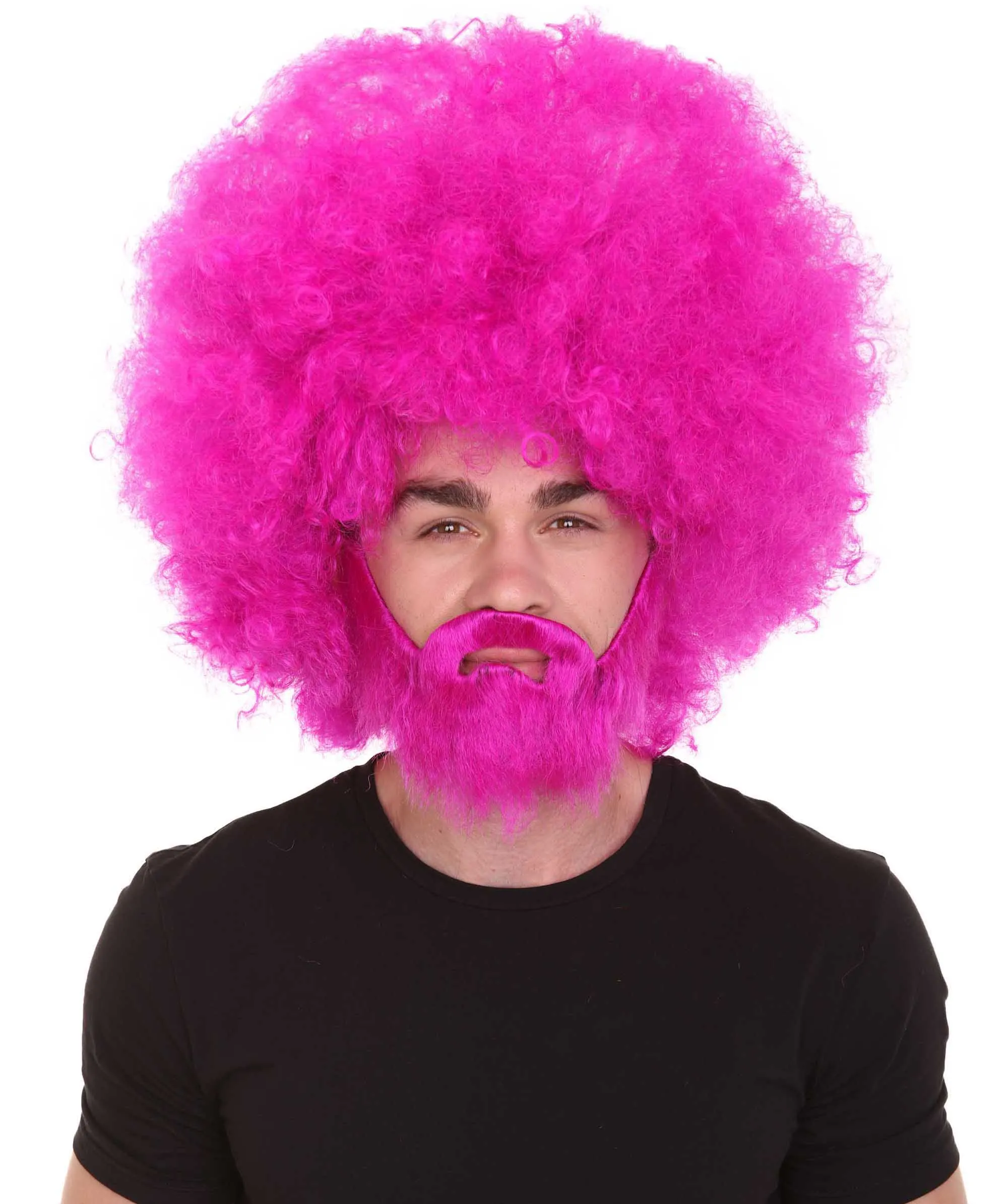HPO Adult Unisex 80's Painter Afro Wig and Beard Set | Easy and Classic Celebrity Costume | Premium Halloween Wig