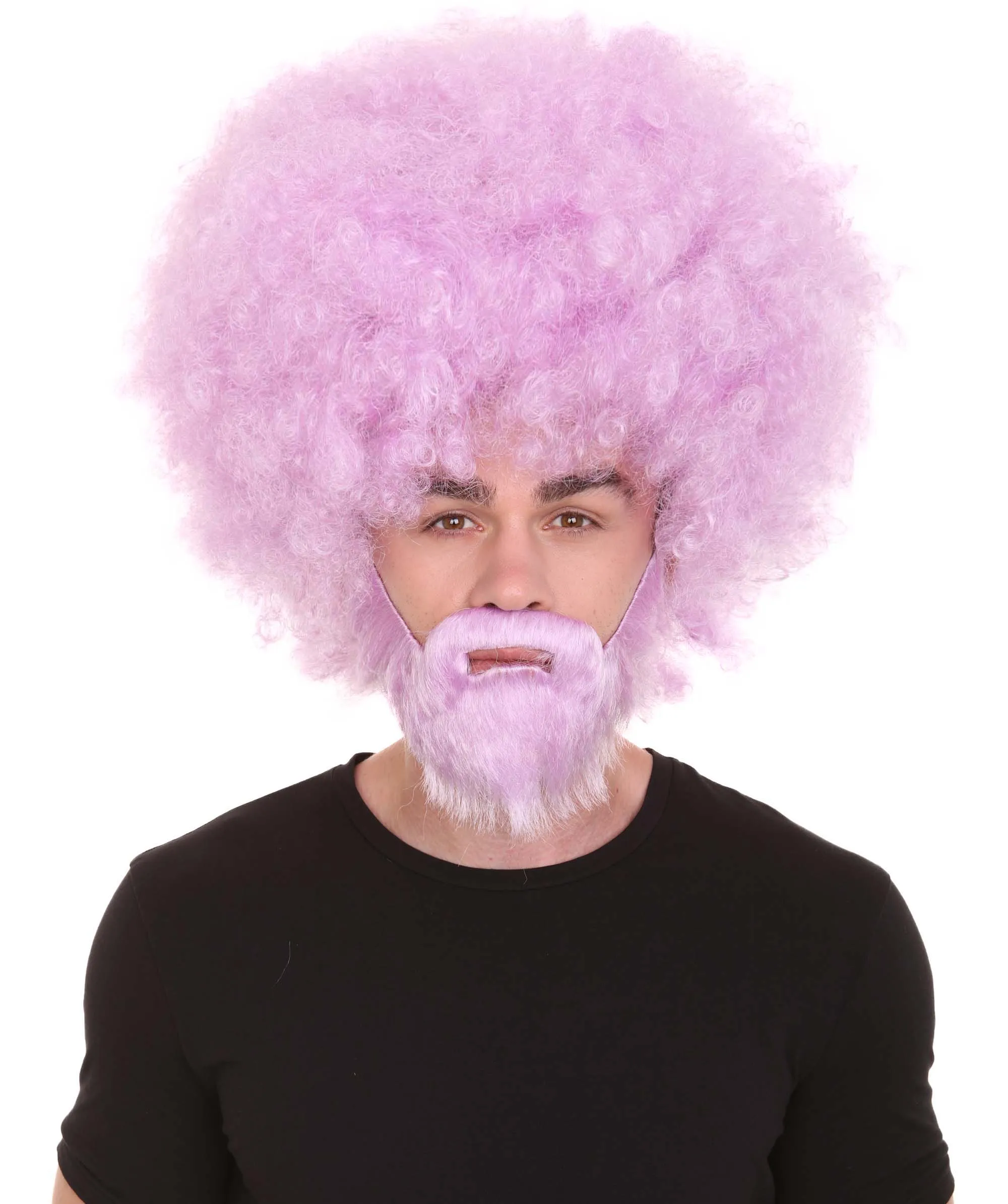 HPO Adult Unisex 80's Painter Afro Wig and Beard Set | Easy and Classic Celebrity Costume | Premium Halloween Wig