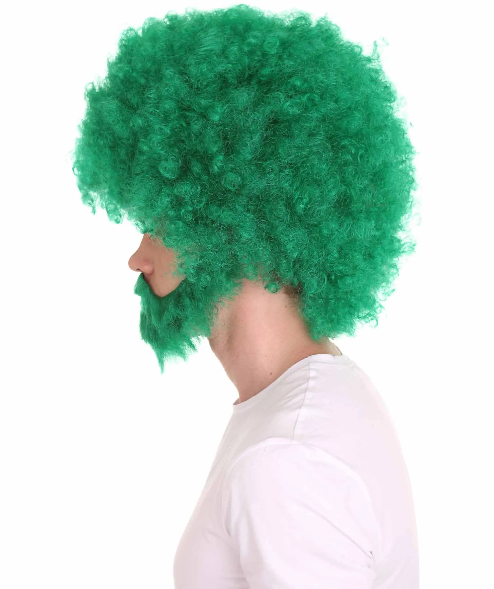HPO Adult Unisex 80's Painter Afro Wig and Beard Set | Easy and Classic Celebrity Costume | Premium Halloween Wig