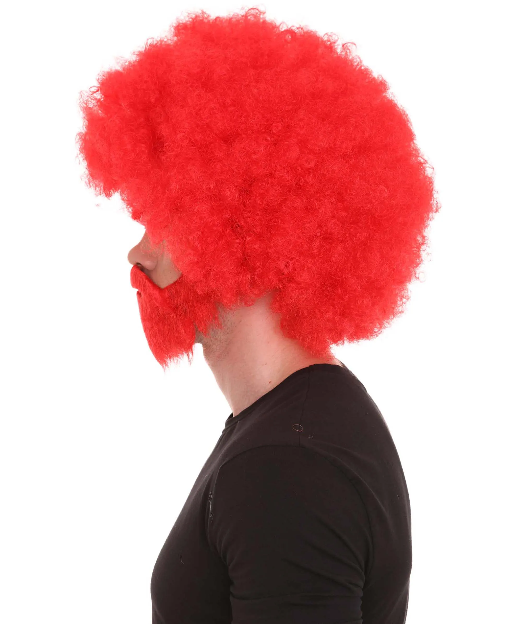 HPO Adult Unisex 80's Painter Afro Wig and Beard Set | Easy and Classic Celebrity Costume | Premium Halloween Wig