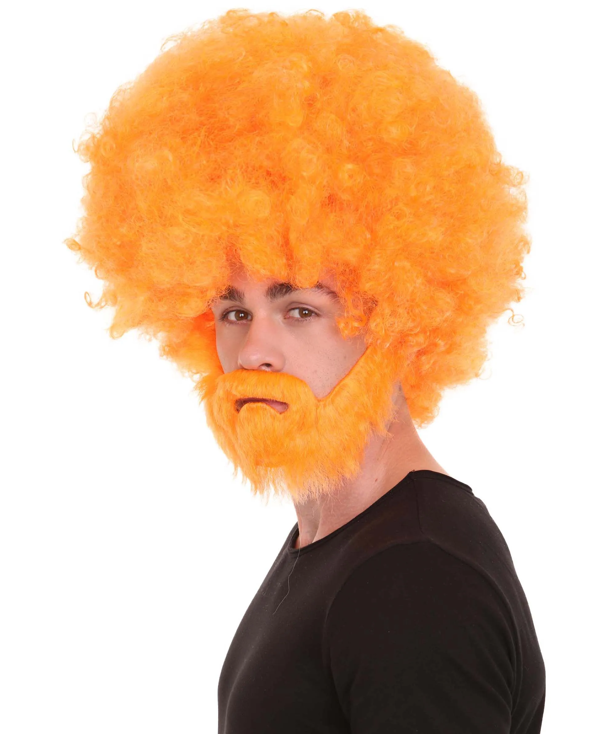 HPO Adult Unisex 80's Painter Afro Wig and Beard Set | Easy and Classic Celebrity Costume | Premium Halloween Wig