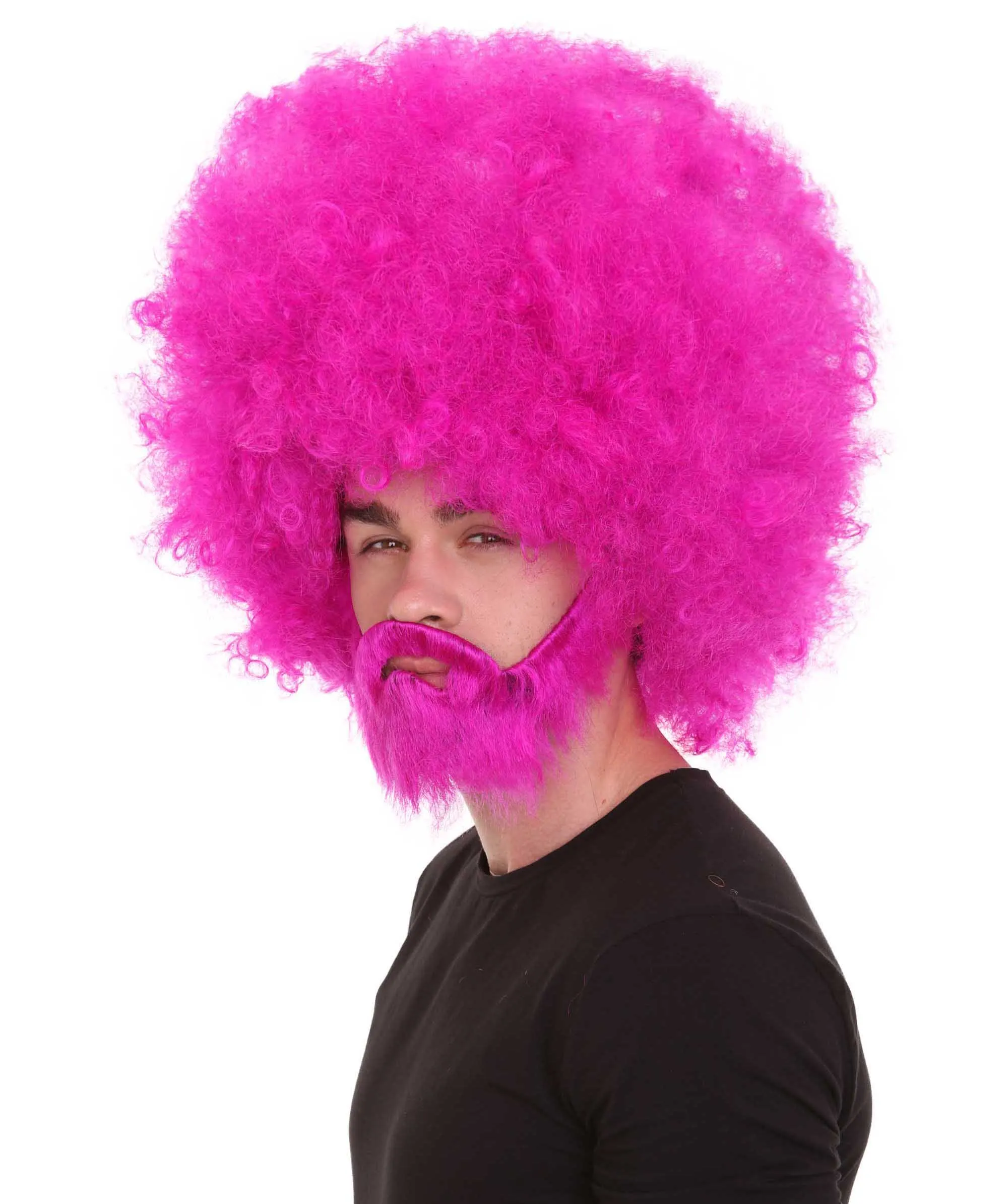 HPO Adult Unisex 80's Painter Afro Wig and Beard Set | Easy and Classic Celebrity Costume | Premium Halloween Wig