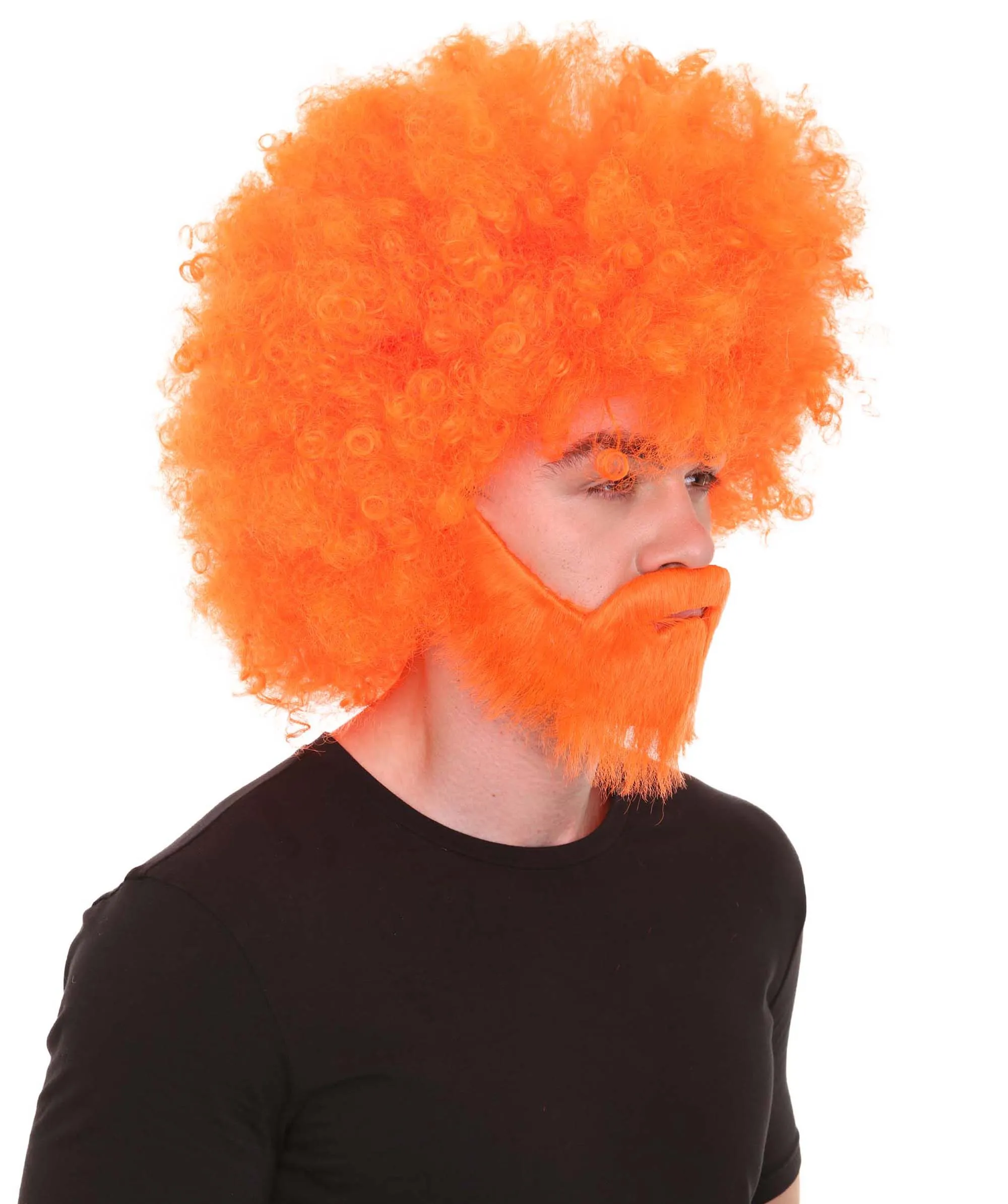 HPO Adult Unisex 80's Painter Afro Wig and Beard Set | Easy and Classic Celebrity Costume | Premium Halloween Wig