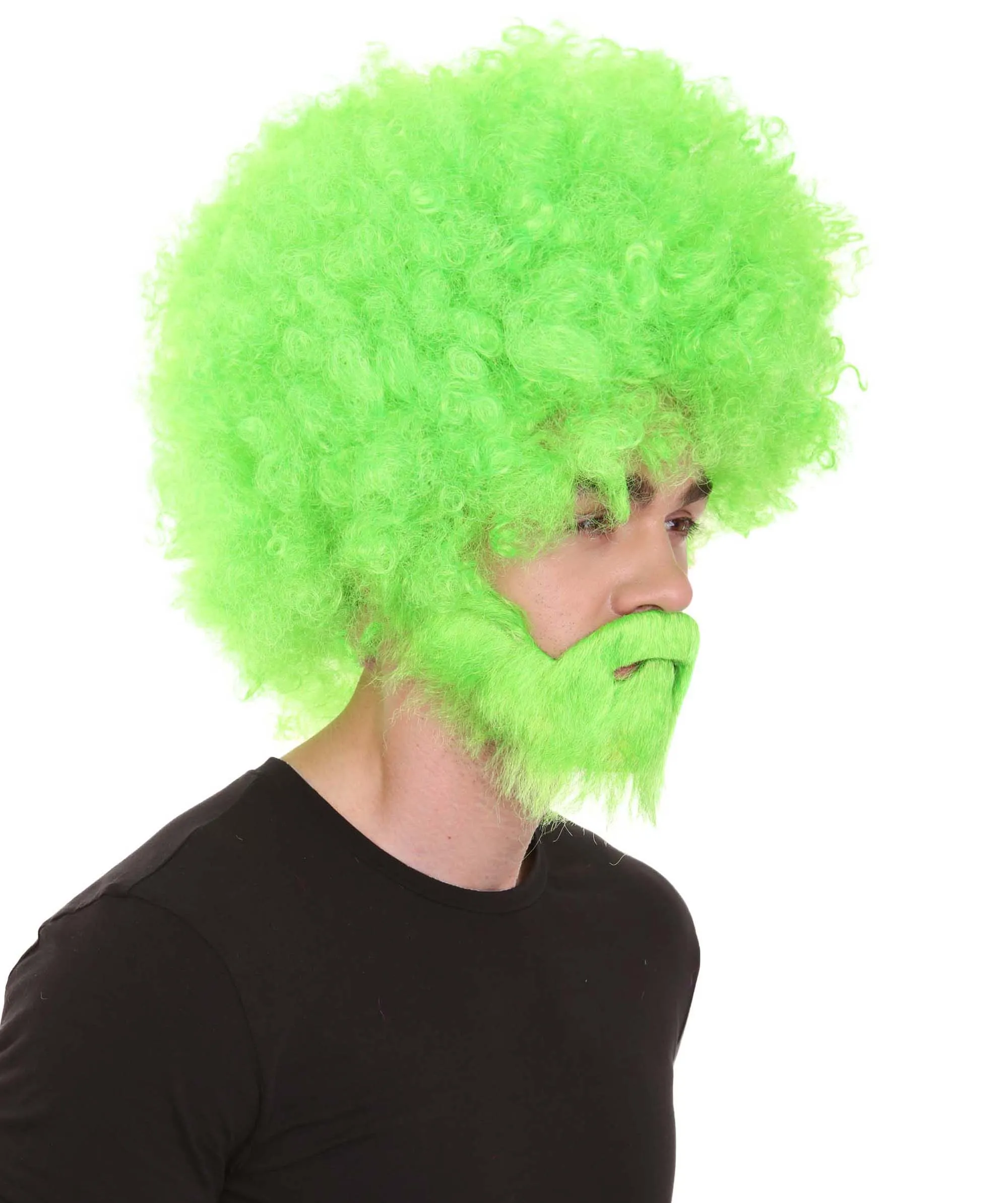HPO Adult Unisex 80's Painter Afro Wig and Beard Set | Easy and Classic Celebrity Costume | Premium Halloween Wig