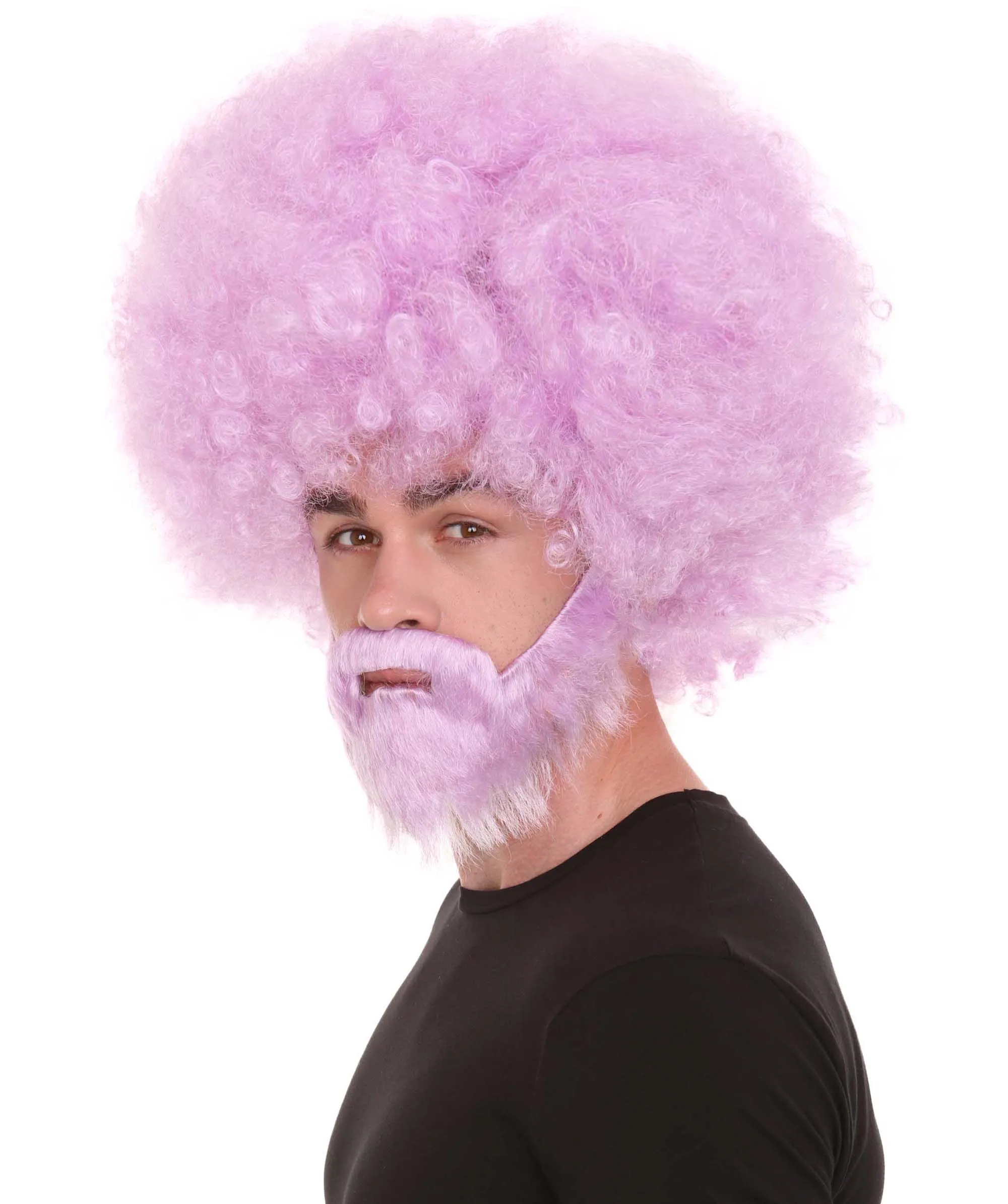 HPO Adult Unisex 80's Painter Afro Wig and Beard Set | Easy and Classic Celebrity Costume | Premium Halloween Wig