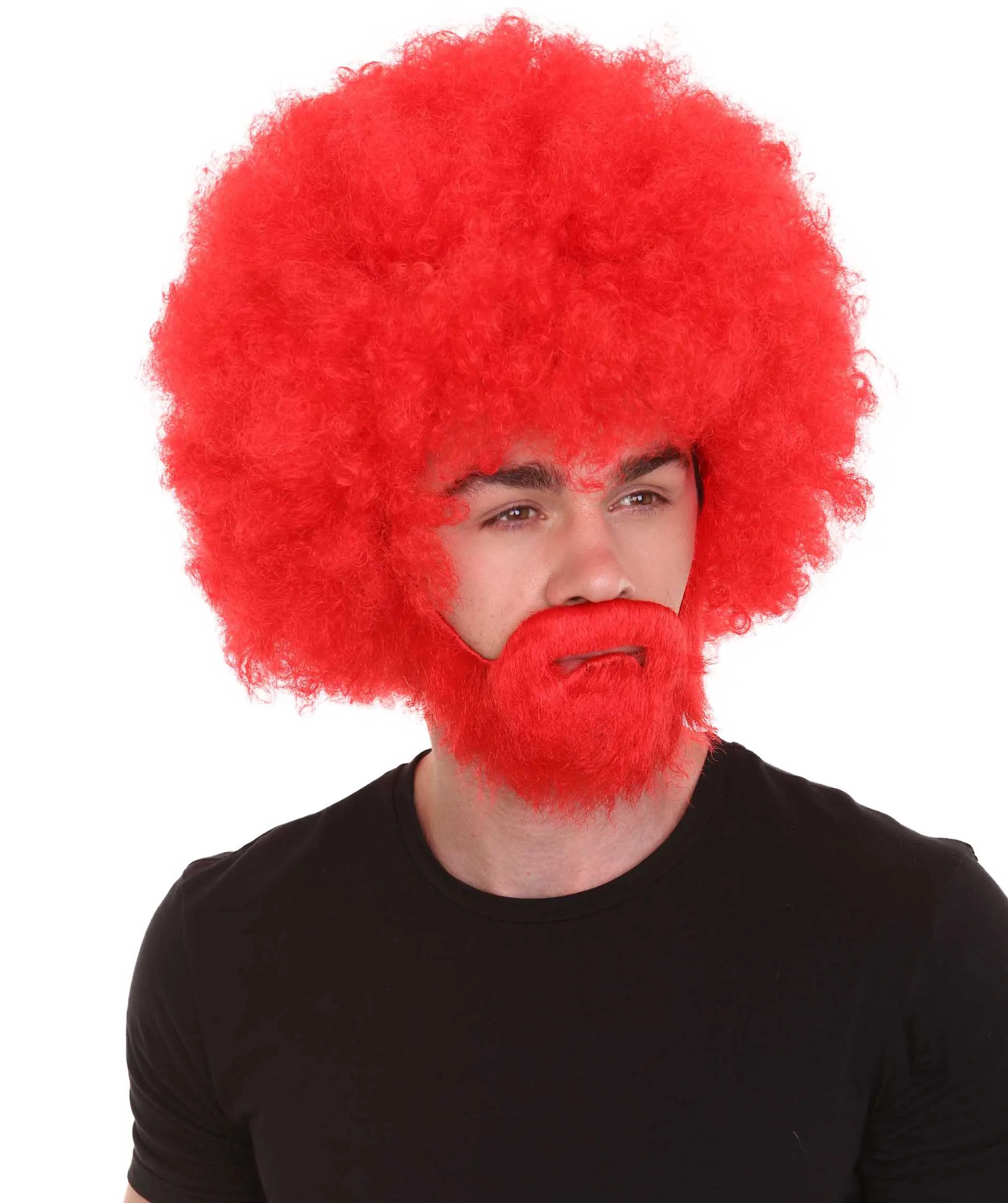 HPO Adult Unisex 80's Painter Afro Wig and Beard Set | Easy and Classic Celebrity Costume | Premium Halloween Wig