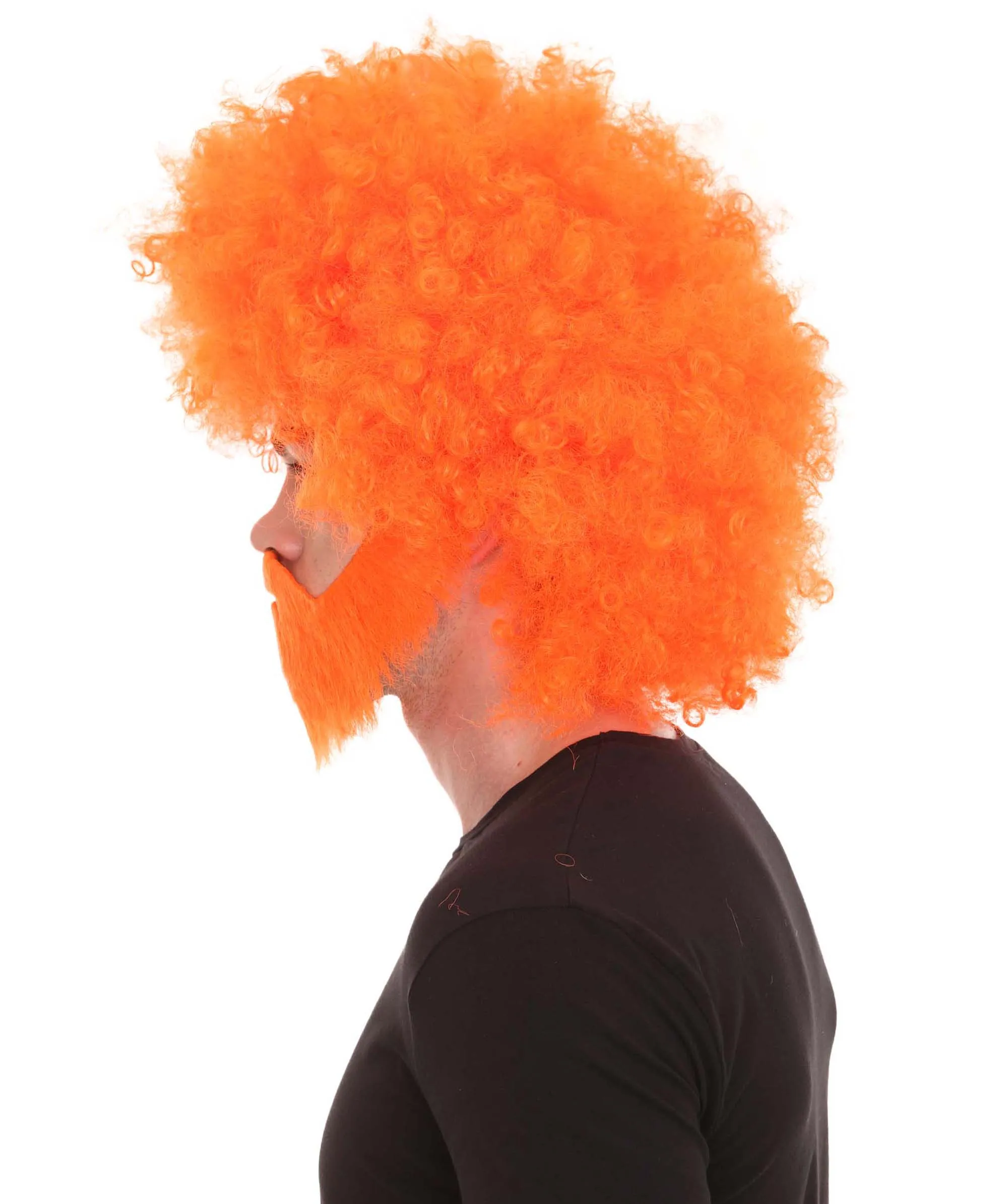 HPO Adult Unisex 80's Painter Afro Wig and Beard Set | Easy and Classic Celebrity Costume | Premium Halloween Wig