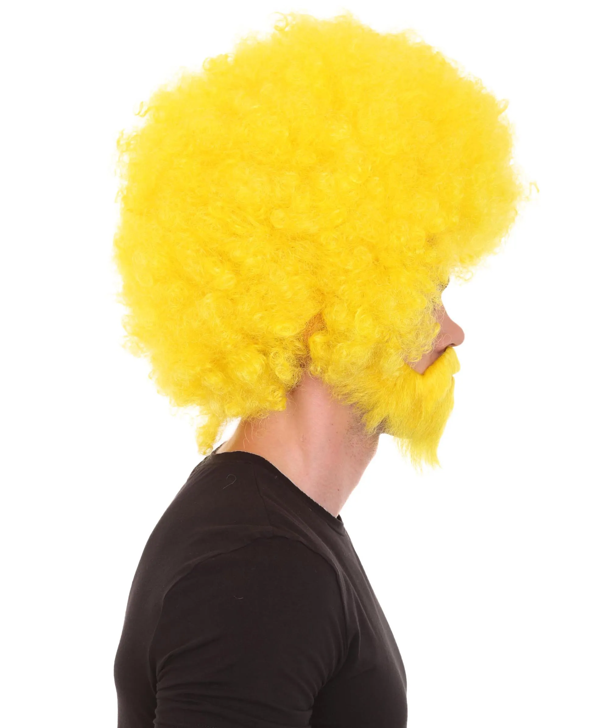HPO Adult Unisex 80's Painter Afro Wig and Beard Set | Easy and Classic Celebrity Costume | Premium Halloween Wig
