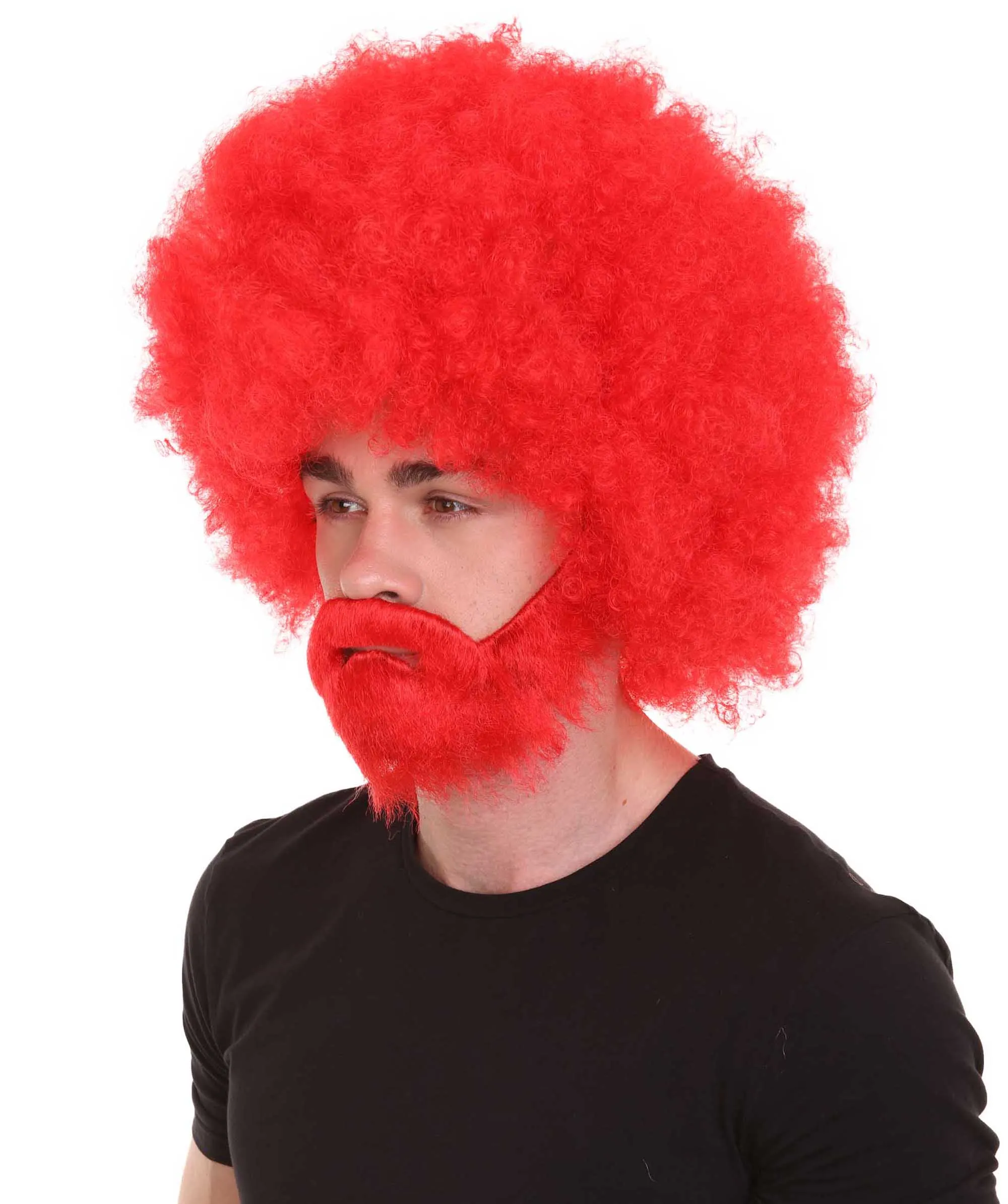 HPO Adult Unisex 80's Painter Afro Wig and Beard Set | Easy and Classic Celebrity Costume | Premium Halloween Wig