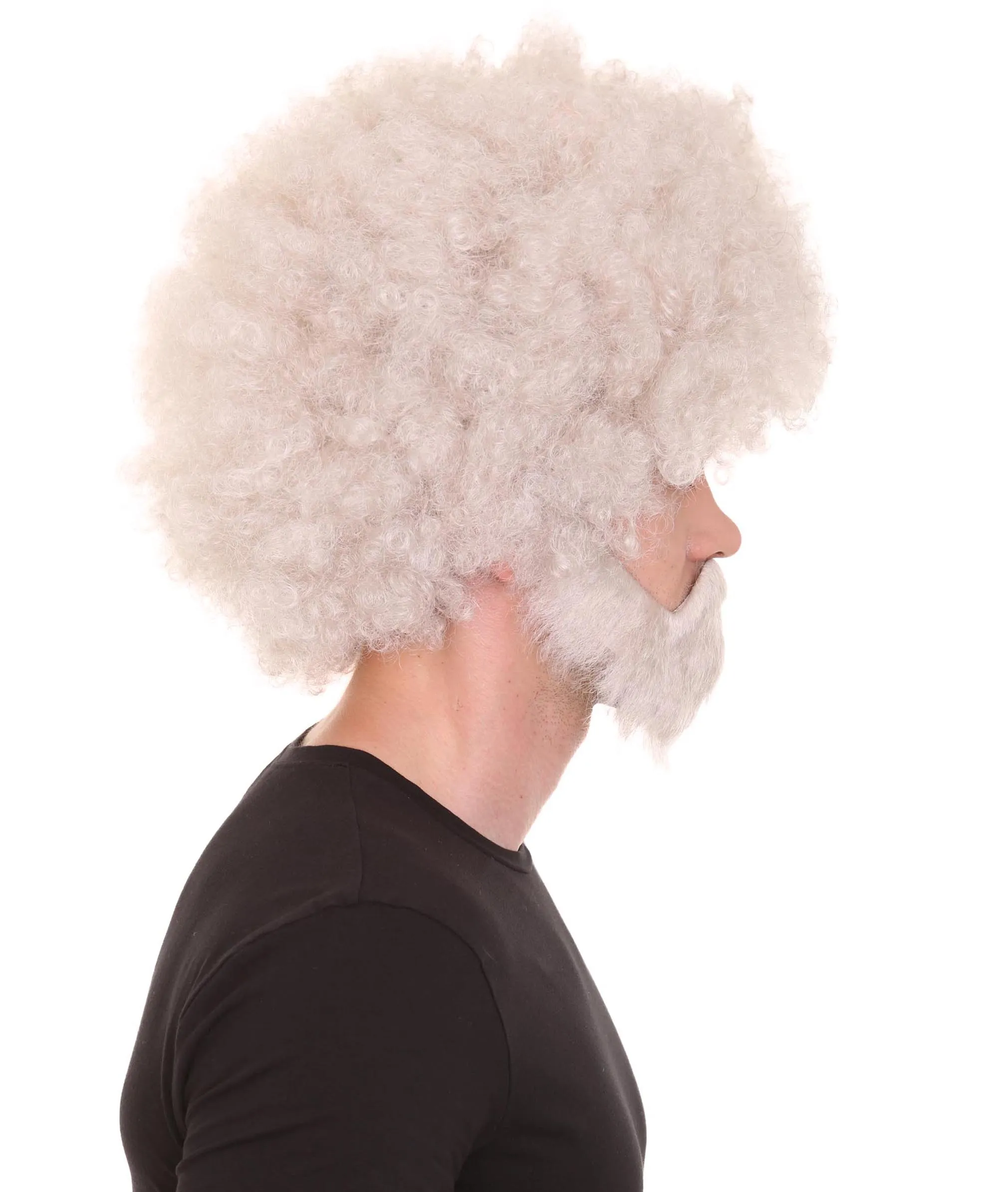 HPO Adult Unisex 80's Painter Afro Wig and Beard Set | Easy and Classic Celebrity Costume | Premium Halloween Wig