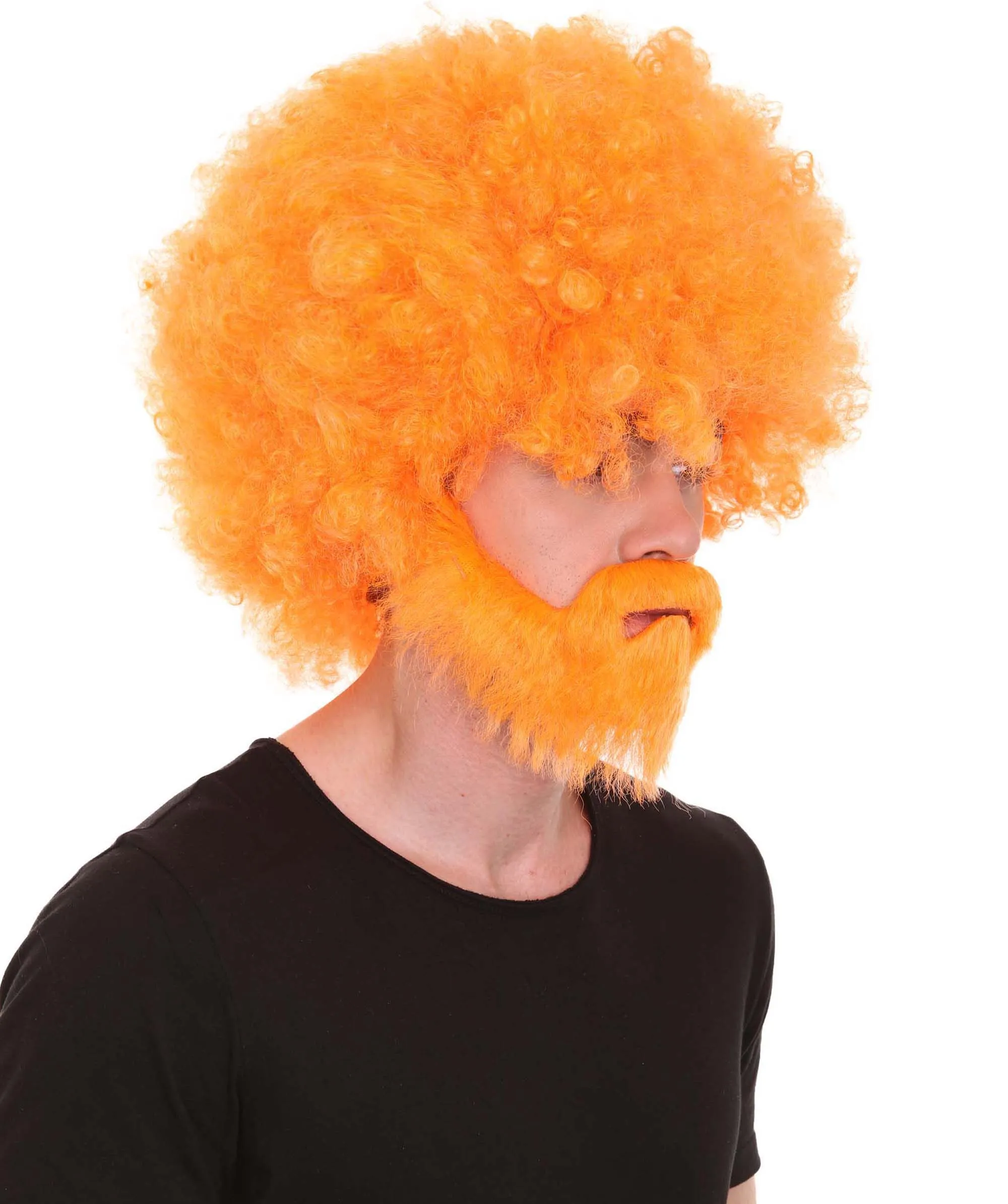 HPO Adult Unisex 80's Painter Afro Wig and Beard Set | Easy and Classic Celebrity Costume | Premium Halloween Wig