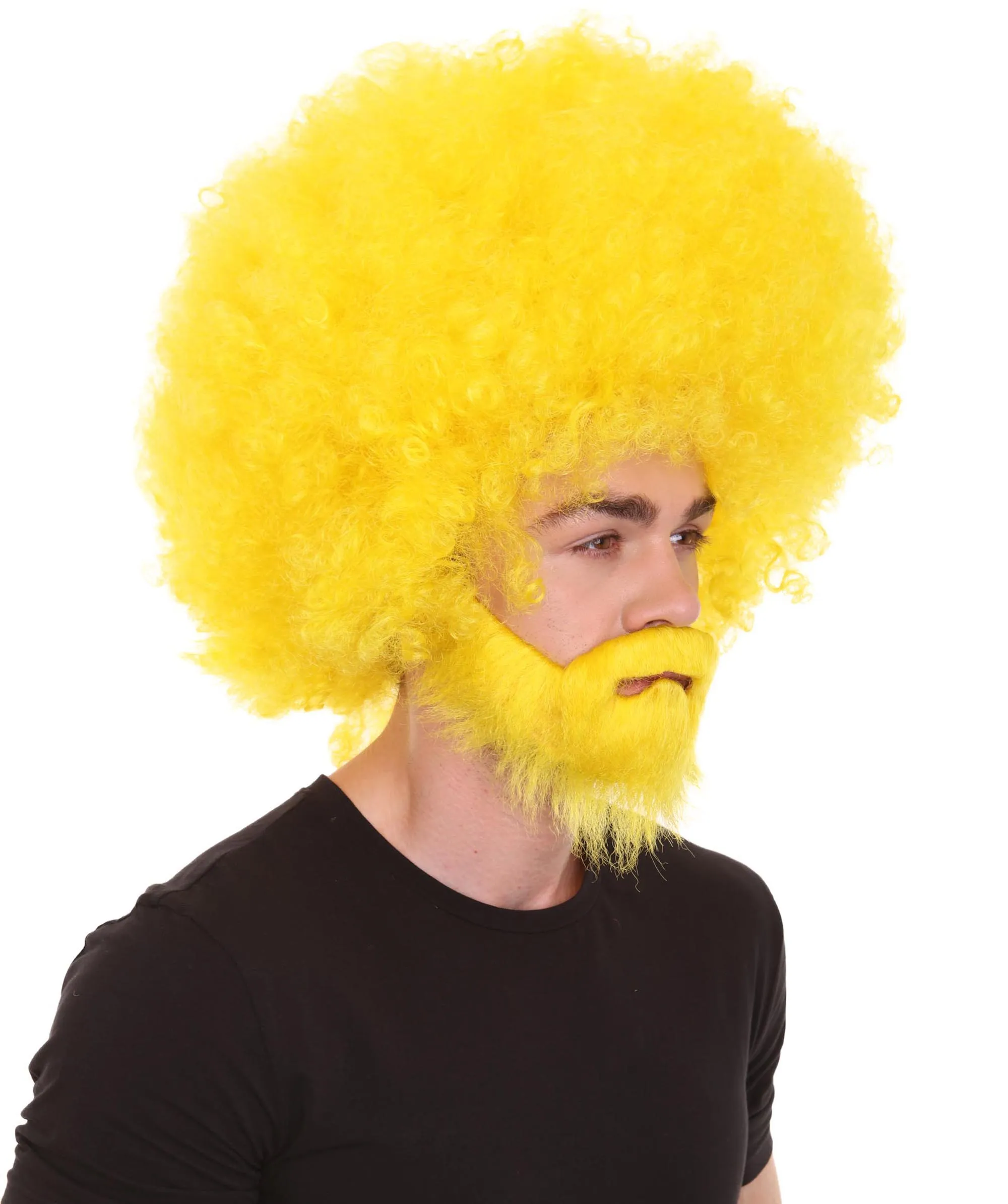 HPO Adult Unisex 80's Painter Afro Wig and Beard Set | Easy and Classic Celebrity Costume | Premium Halloween Wig