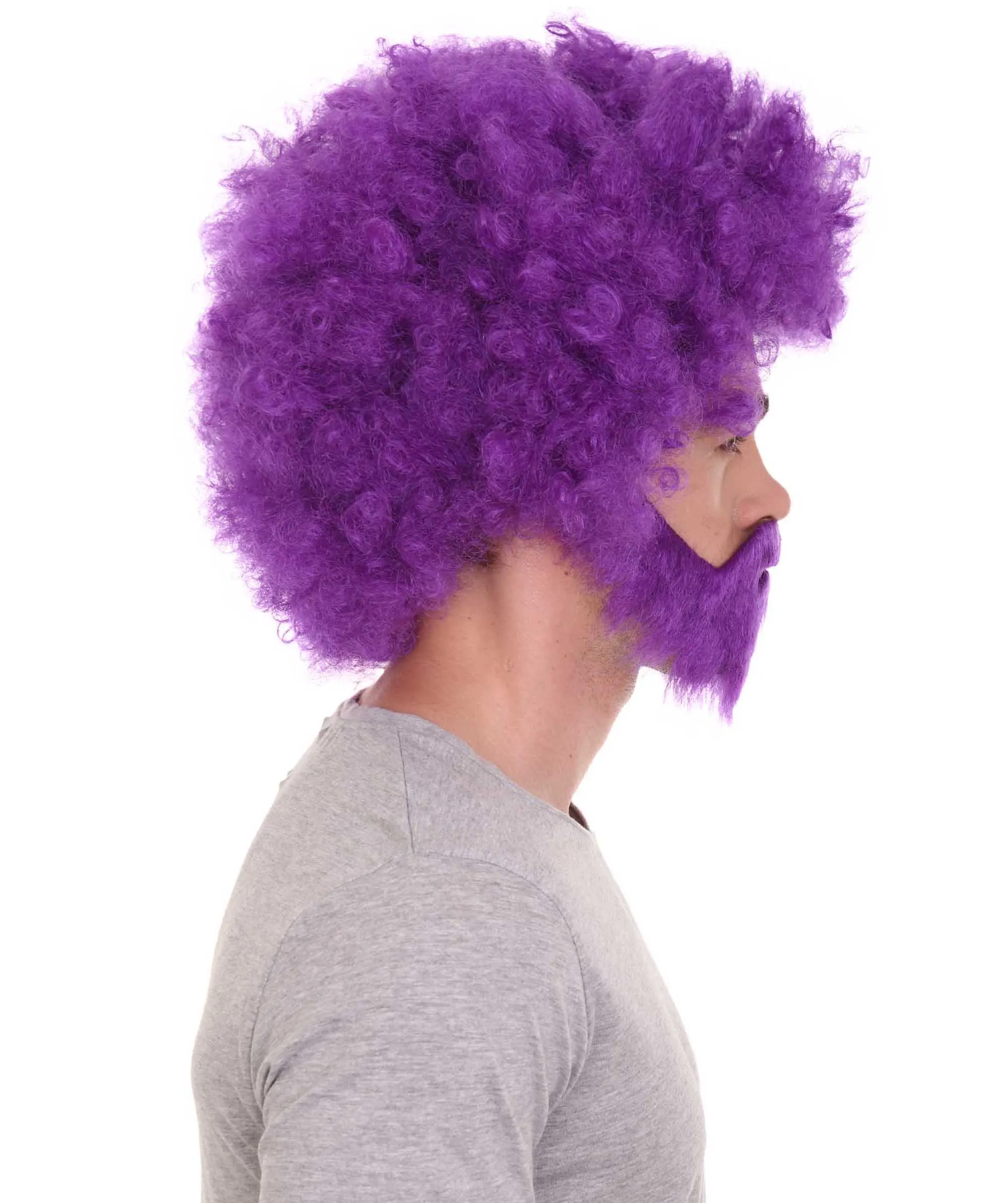 HPO Adult Unisex 80's Painter Afro Wig and Beard Set | Easy and Classic Celebrity Costume | Premium Halloween Wig