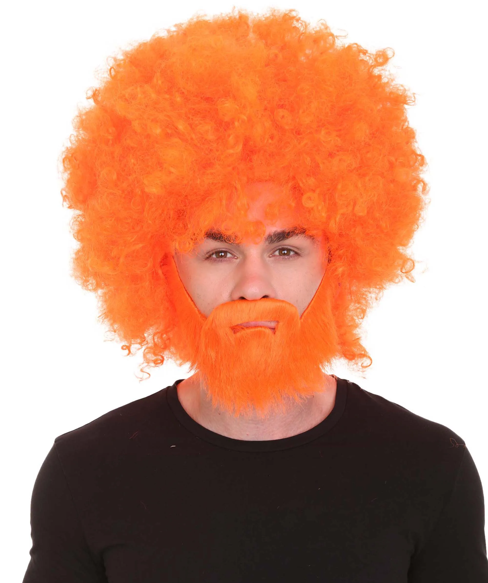 HPO Adult Unisex 80's Painter Afro Wig and Beard Set | Easy and Classic Celebrity Costume | Premium Halloween Wig