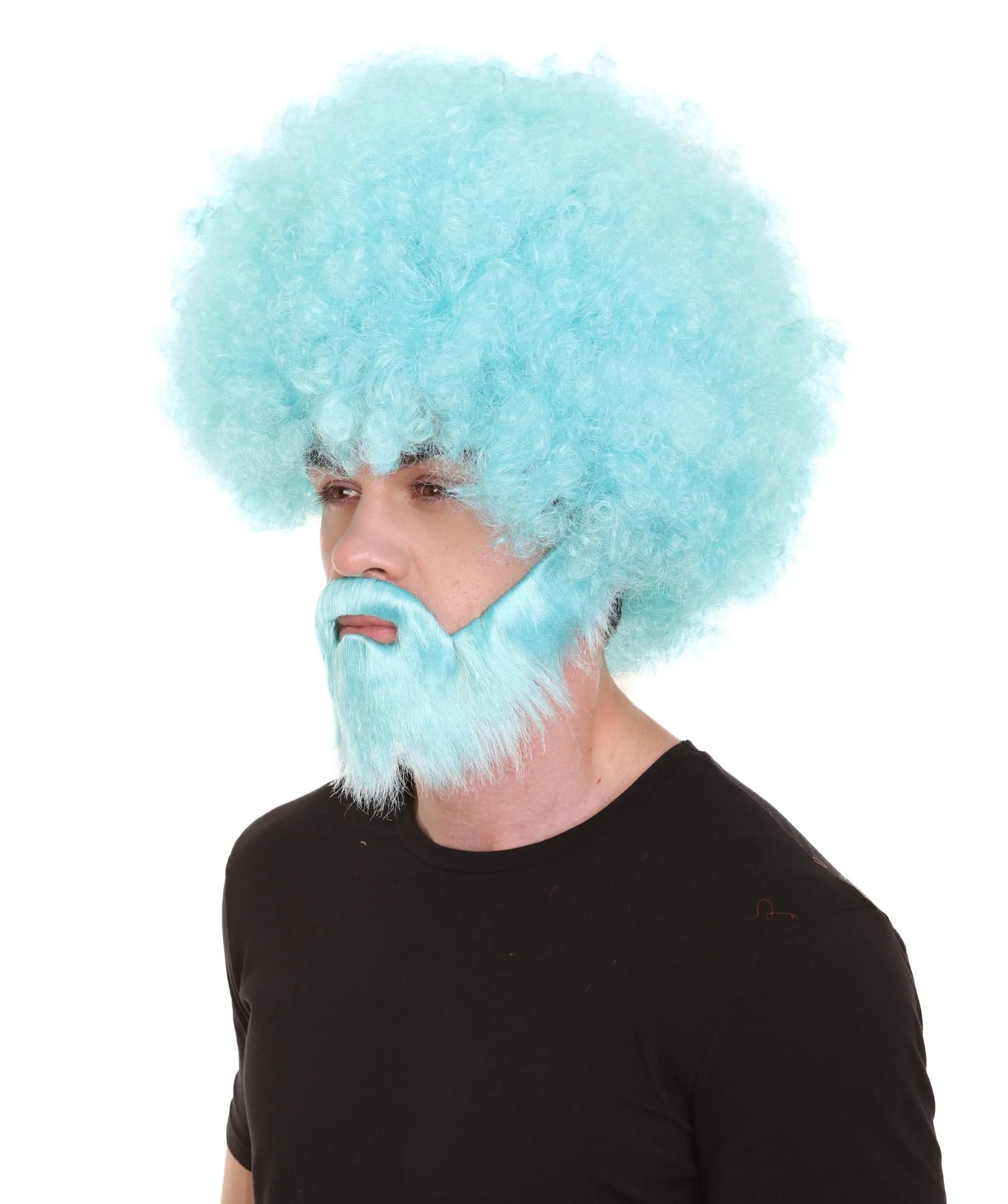 HPO Adult Unisex 80's Painter Afro Wig and Beard Set | Easy and Classic Celebrity Costume | Premium Halloween Wig