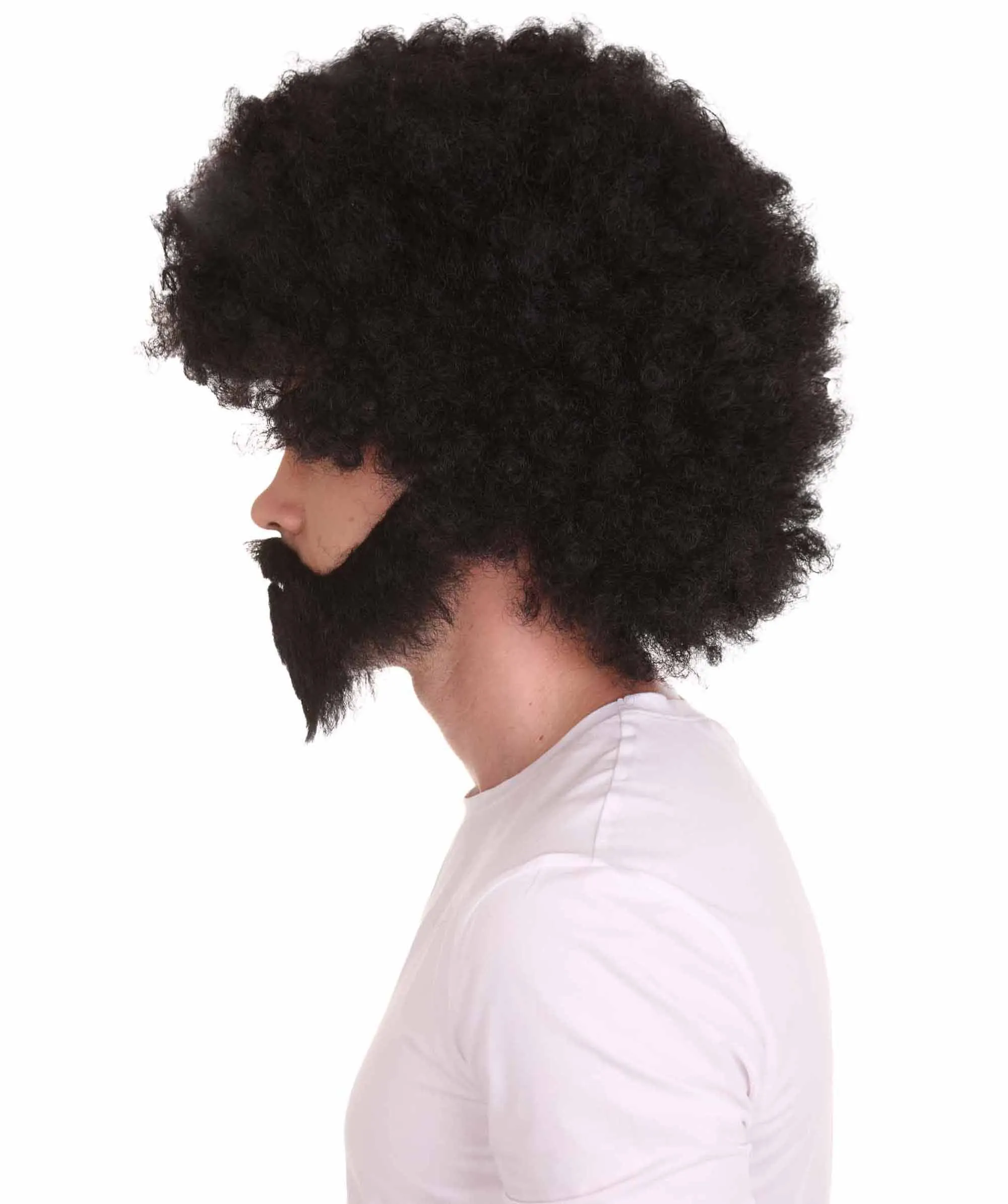 HPO Adult Unisex 80's Painter Afro Wig and Beard Set | Easy and Classic Celebrity Costume | Premium Halloween Wig