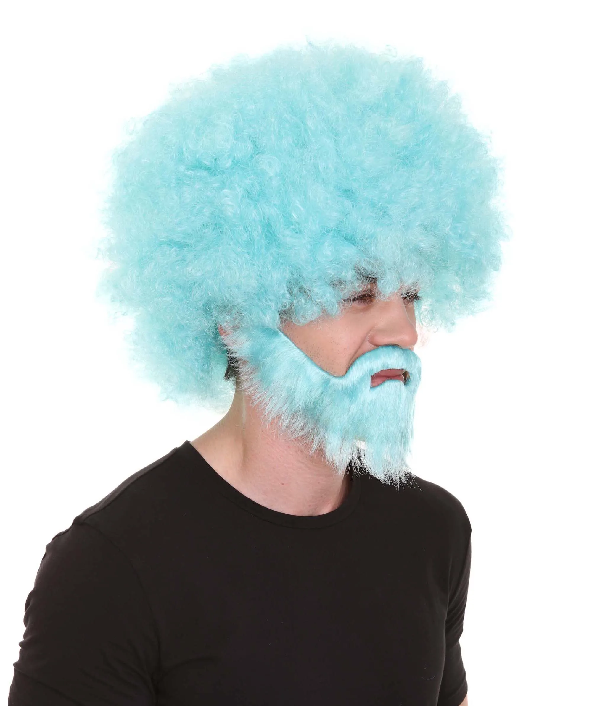 HPO Adult Unisex 80's Painter Afro Wig and Beard Set | Easy and Classic Celebrity Costume | Premium Halloween Wig
