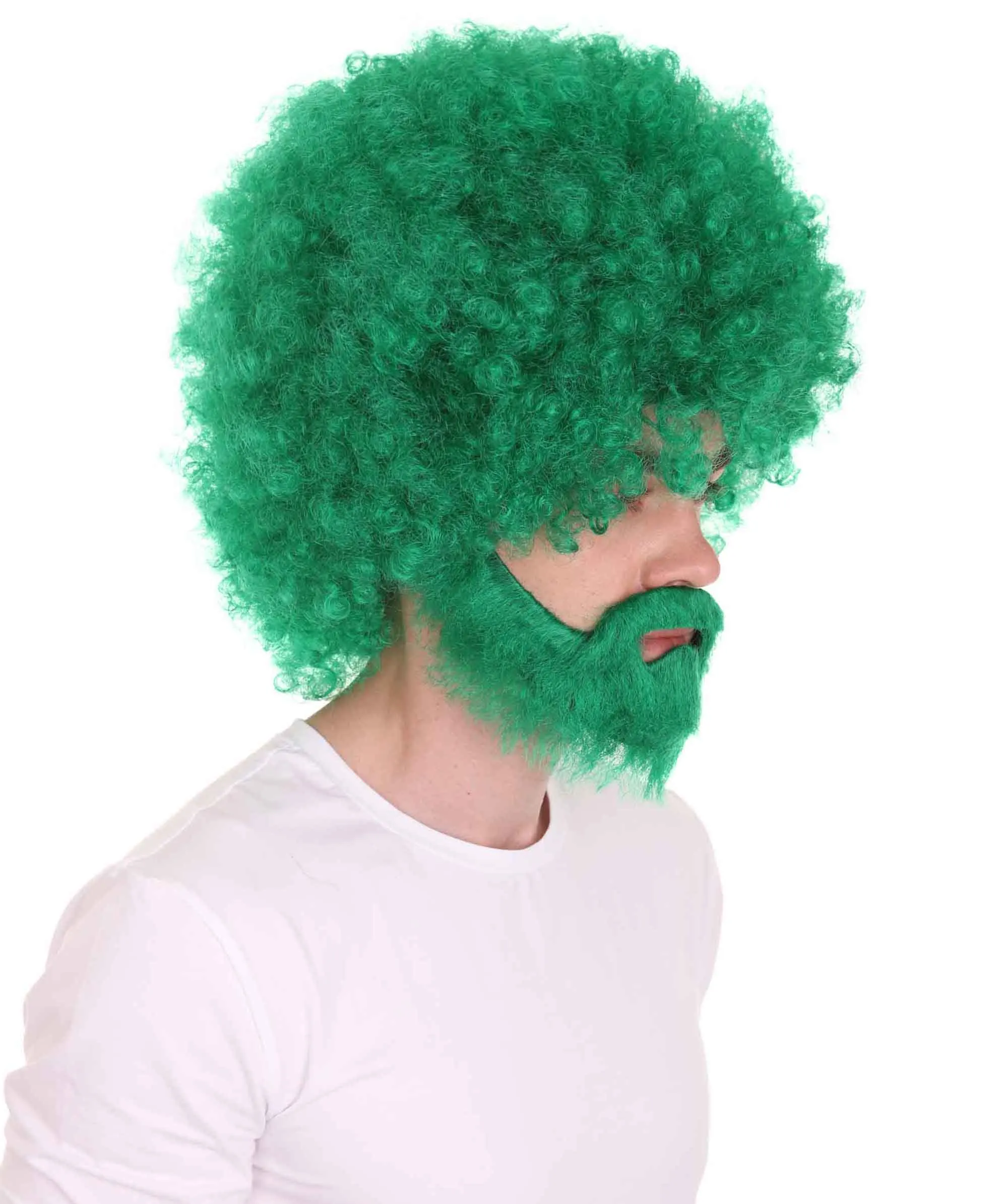 HPO Adult Unisex 80's Painter Afro Wig and Beard Set | Easy and Classic Celebrity Costume | Premium Halloween Wig