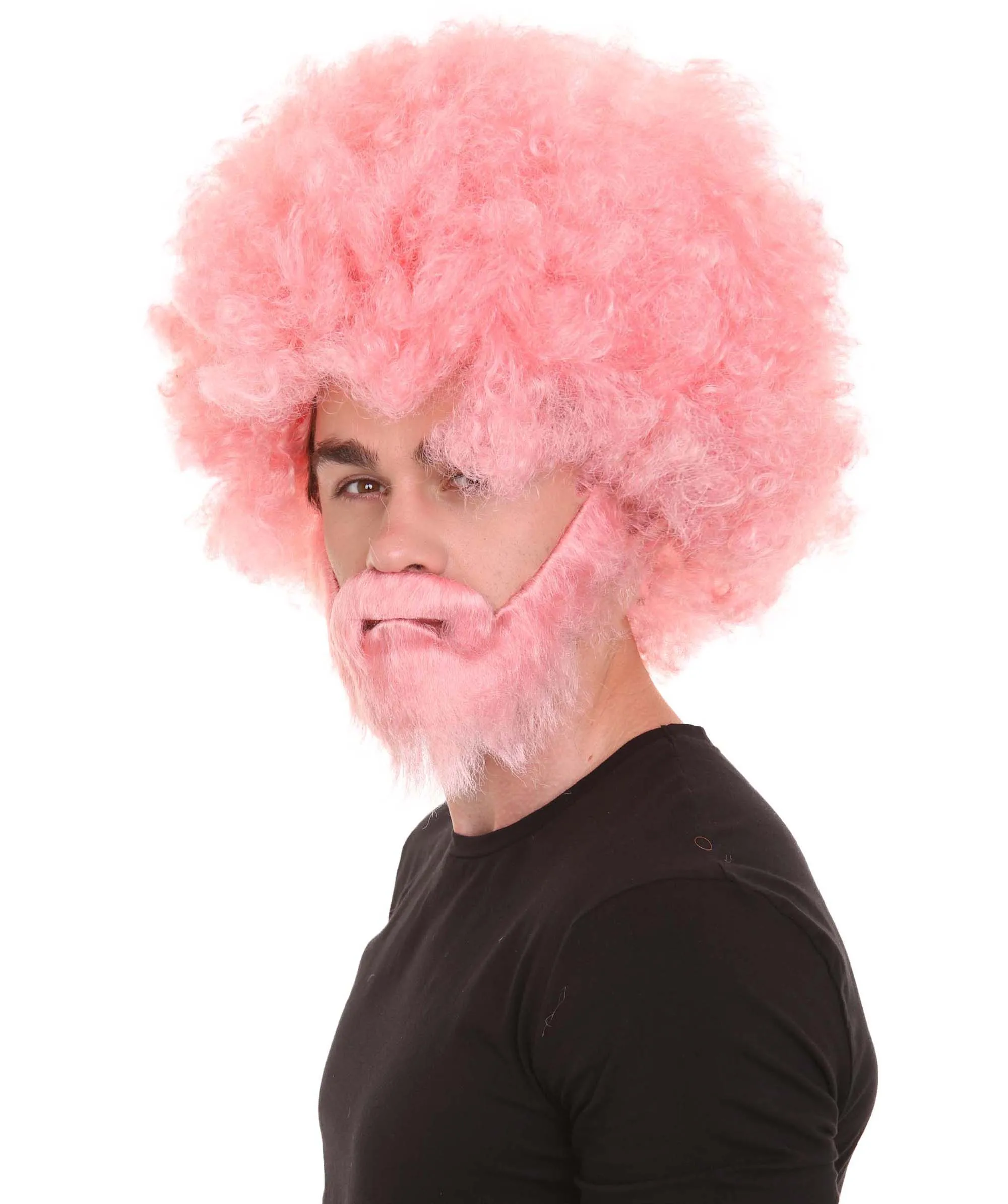 HPO Adult Unisex 80's Painter Afro Wig and Beard Set | Easy and Classic Celebrity Costume | Premium Halloween Wig