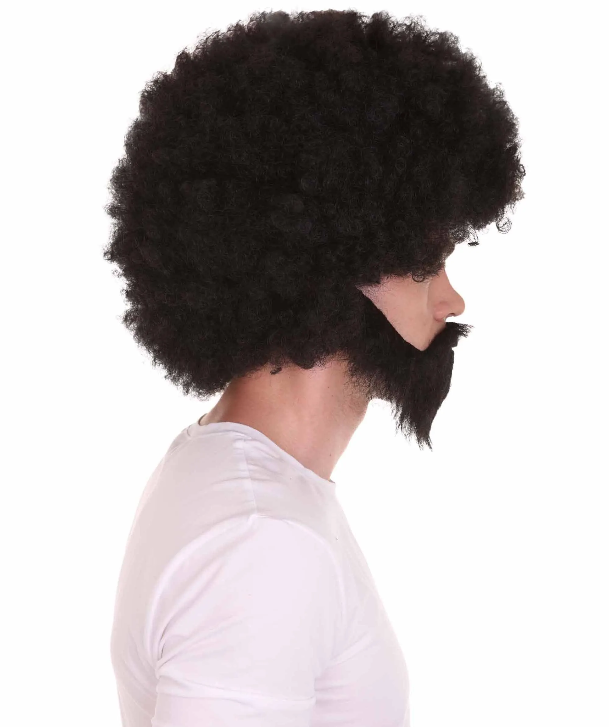 HPO Adult Unisex 80's Painter Afro Wig and Beard Set | Easy and Classic Celebrity Costume | Premium Halloween Wig
