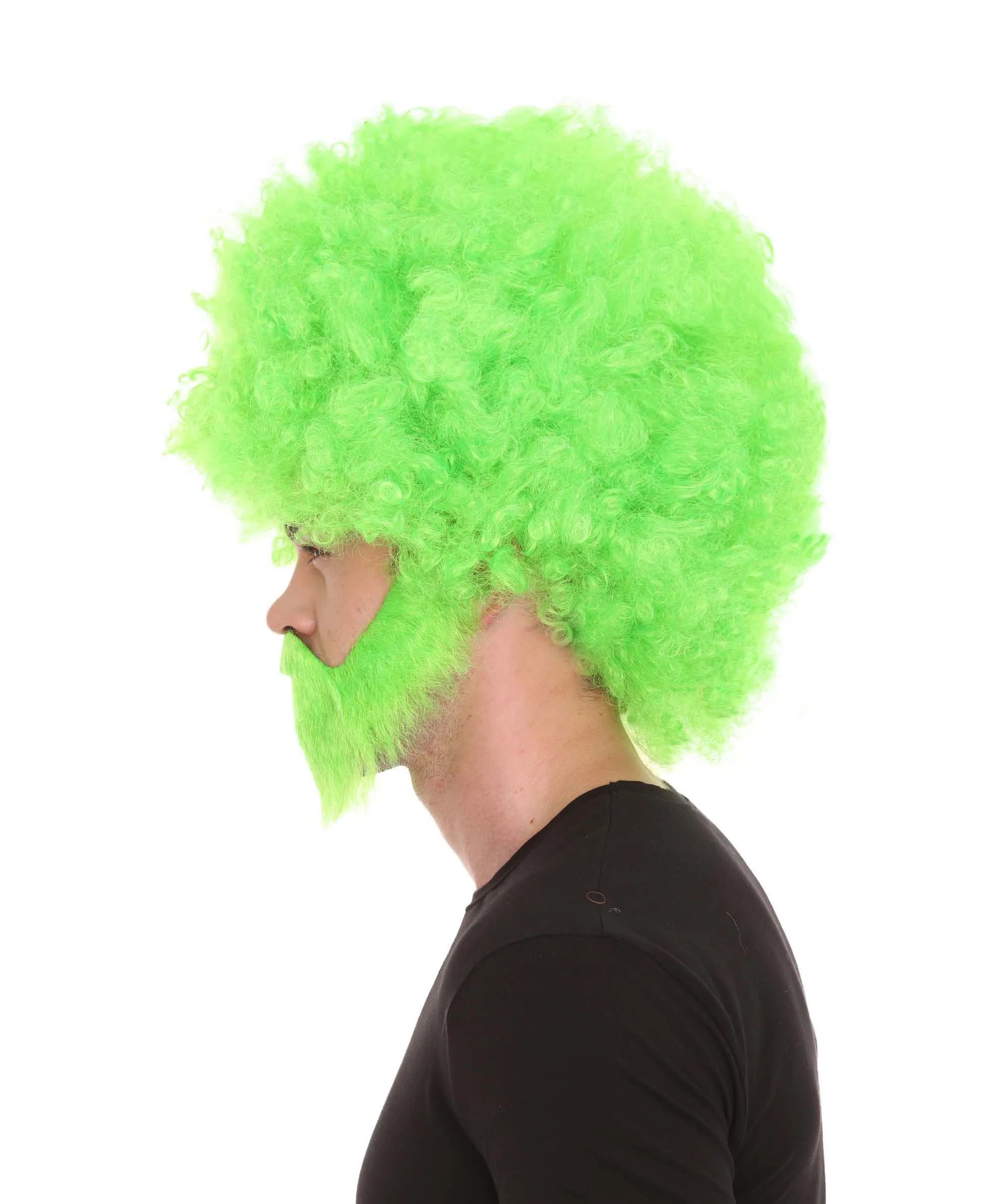 HPO Adult Unisex 80's Painter Afro Wig and Beard Set | Easy and Classic Celebrity Costume | Premium Halloween Wig