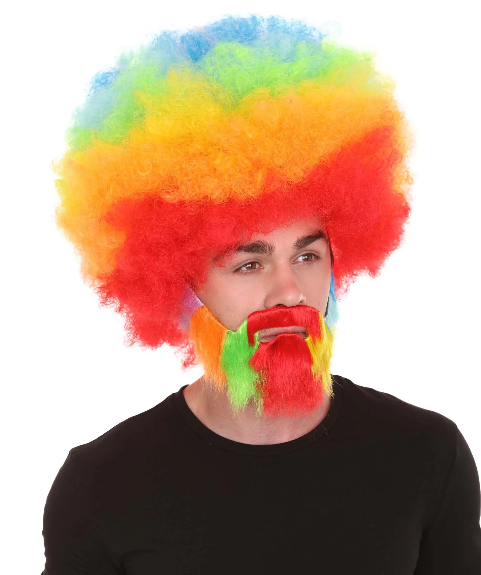 HPO Adult Unisex 80's Painter Afro Wig and Beard Set | Easy and Classic Celebrity Costume | Premium Halloween Wig