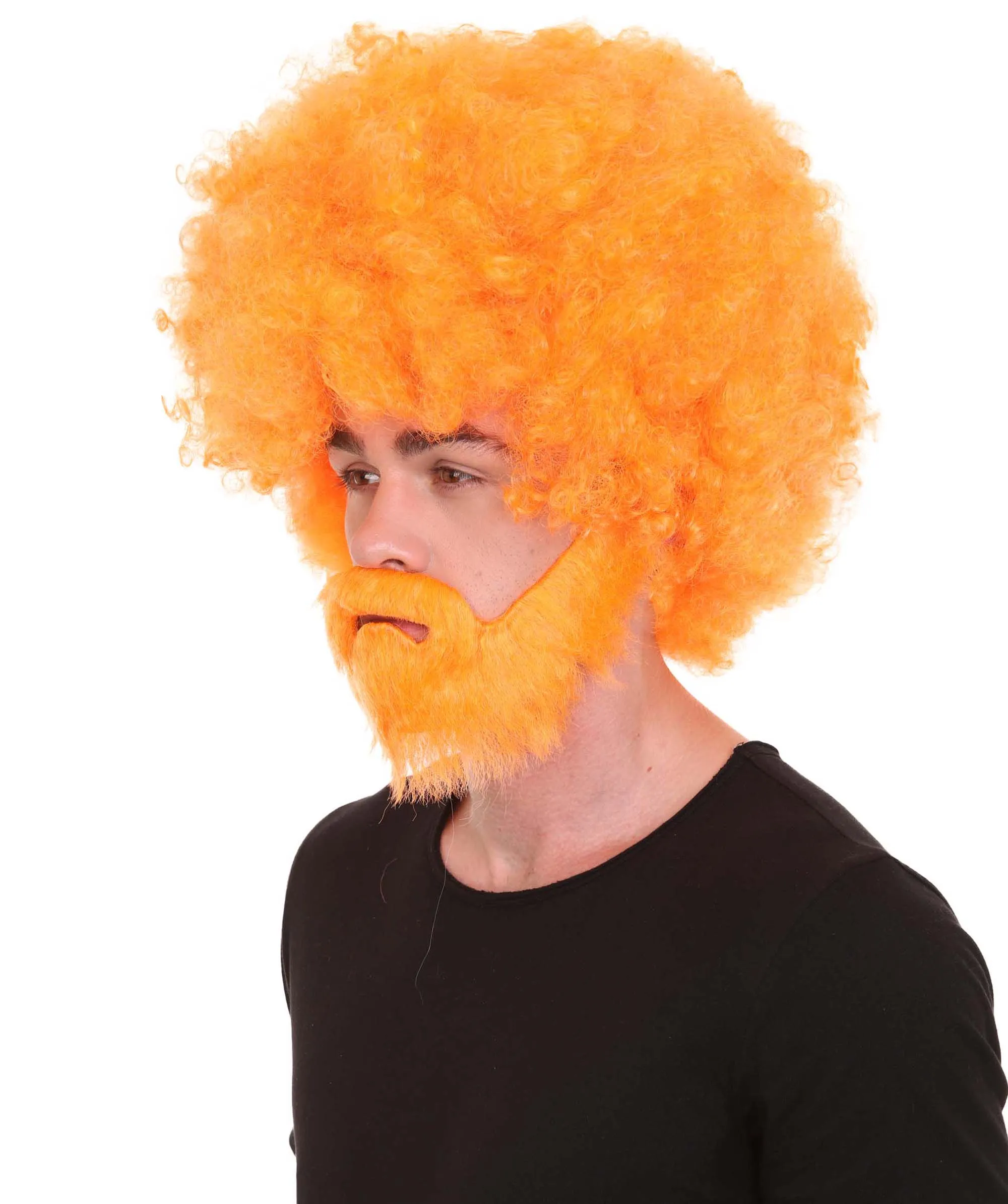 HPO Adult Unisex 80's Painter Afro Wig and Beard Set | Easy and Classic Celebrity Costume | Premium Halloween Wig