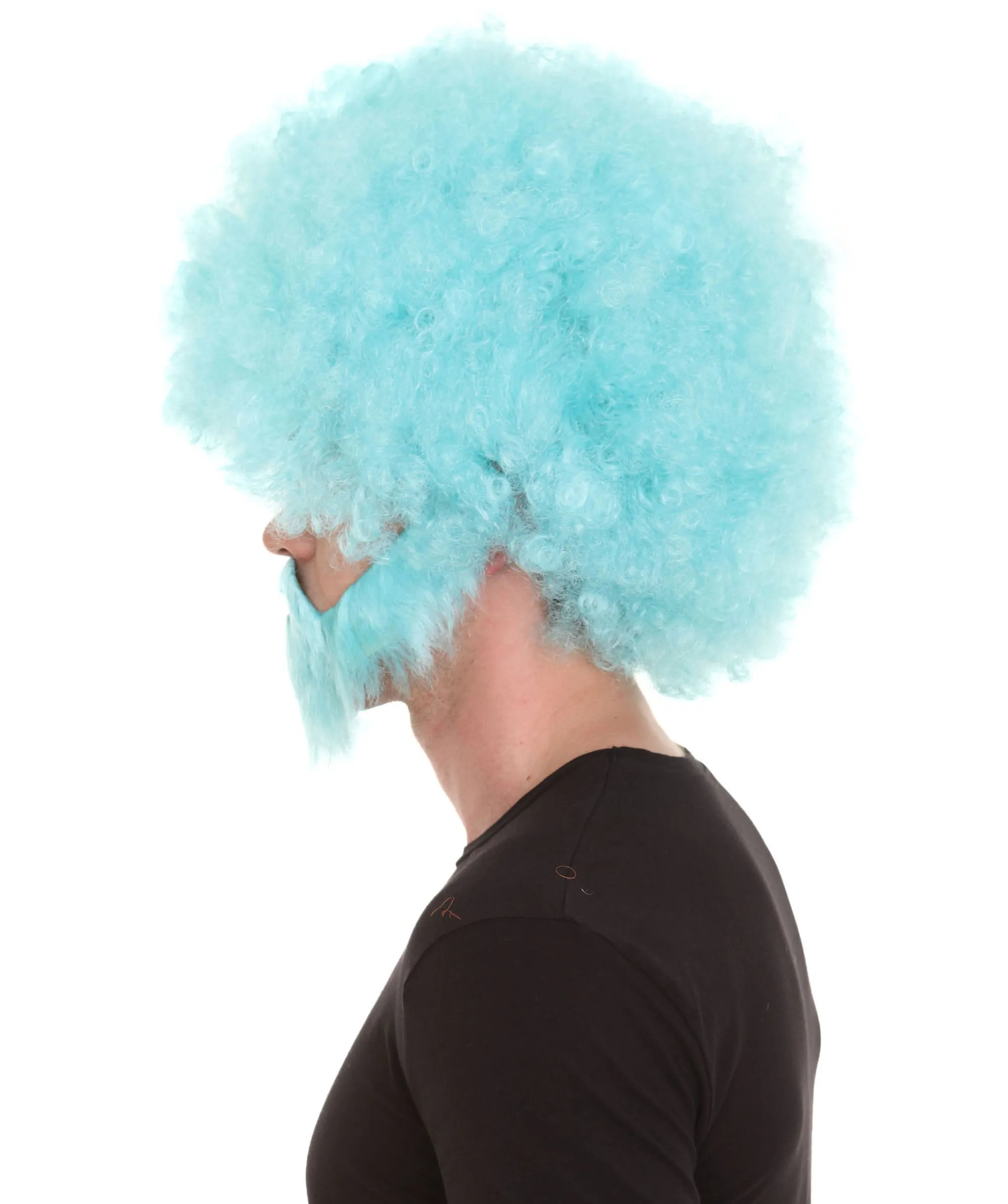 HPO Adult Unisex 80's Painter Afro Wig and Beard Set | Easy and Classic Celebrity Costume | Premium Halloween Wig