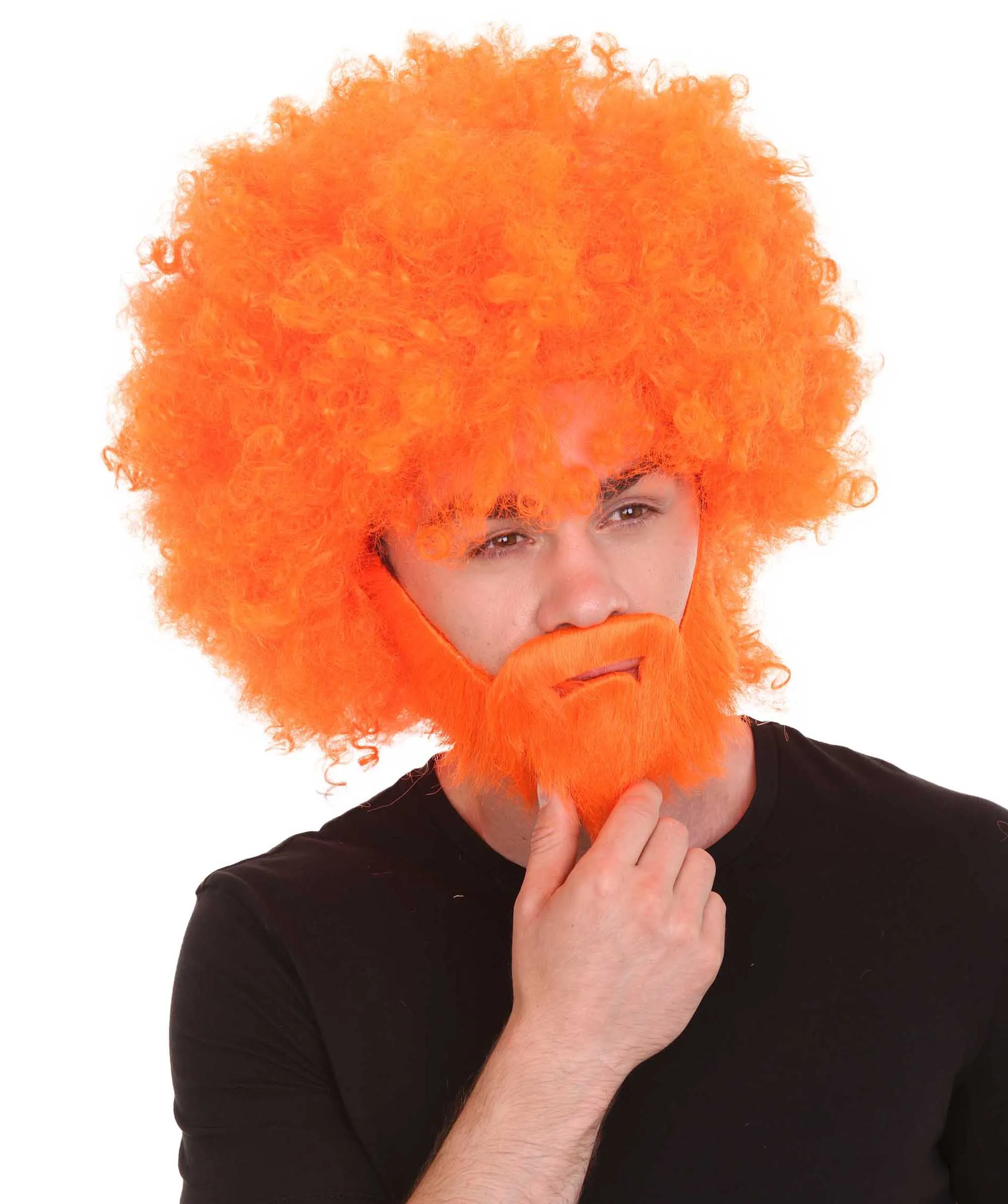 HPO Adult Unisex 80's Painter Afro Wig and Beard Set | Easy and Classic Celebrity Costume | Premium Halloween Wig