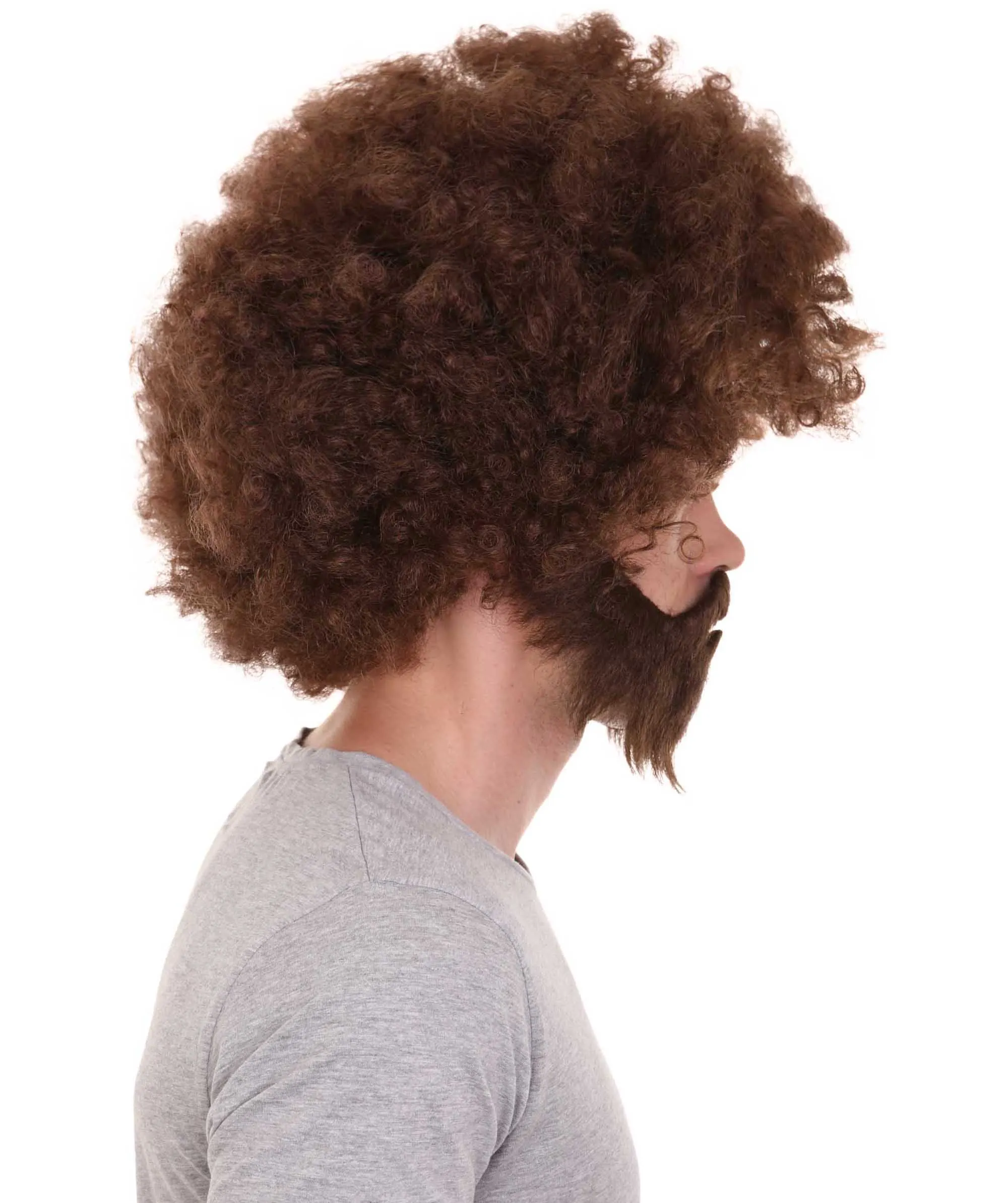 HPO Adult Unisex 80's Painter Afro Wig and Beard Set | Easy and Classic Celebrity Costume | Premium Halloween Wig
