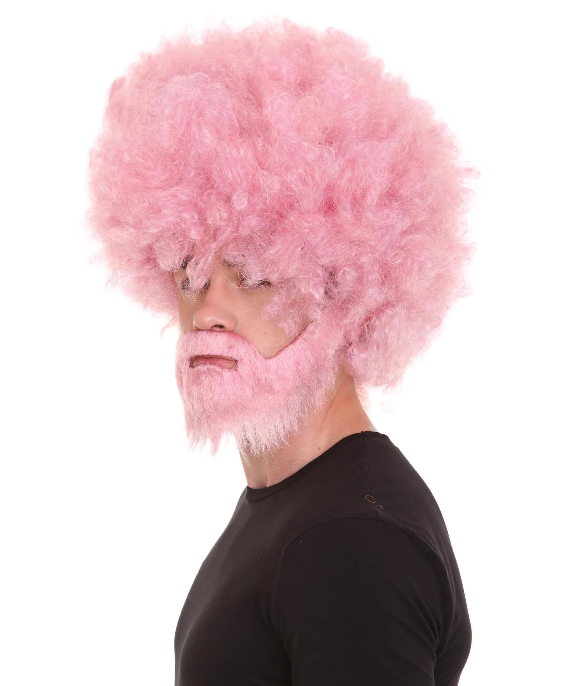 HPO Adult Unisex 80's Painter Afro Wig and Beard Set | Easy and Classic Celebrity Costume | Premium Halloween Wig