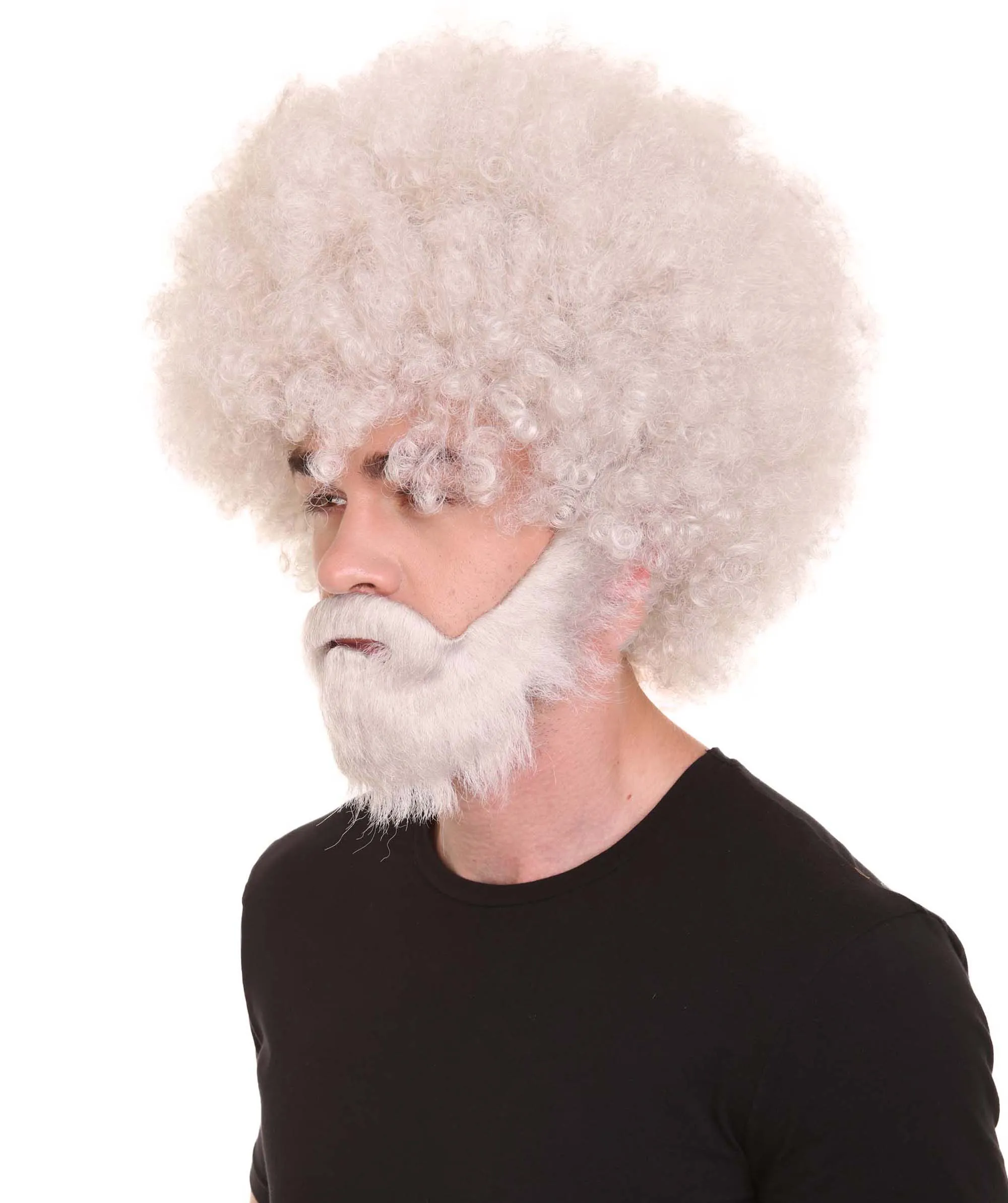 HPO Adult Unisex 80's Painter Afro Wig and Beard Set | Easy and Classic Celebrity Costume | Premium Halloween Wig