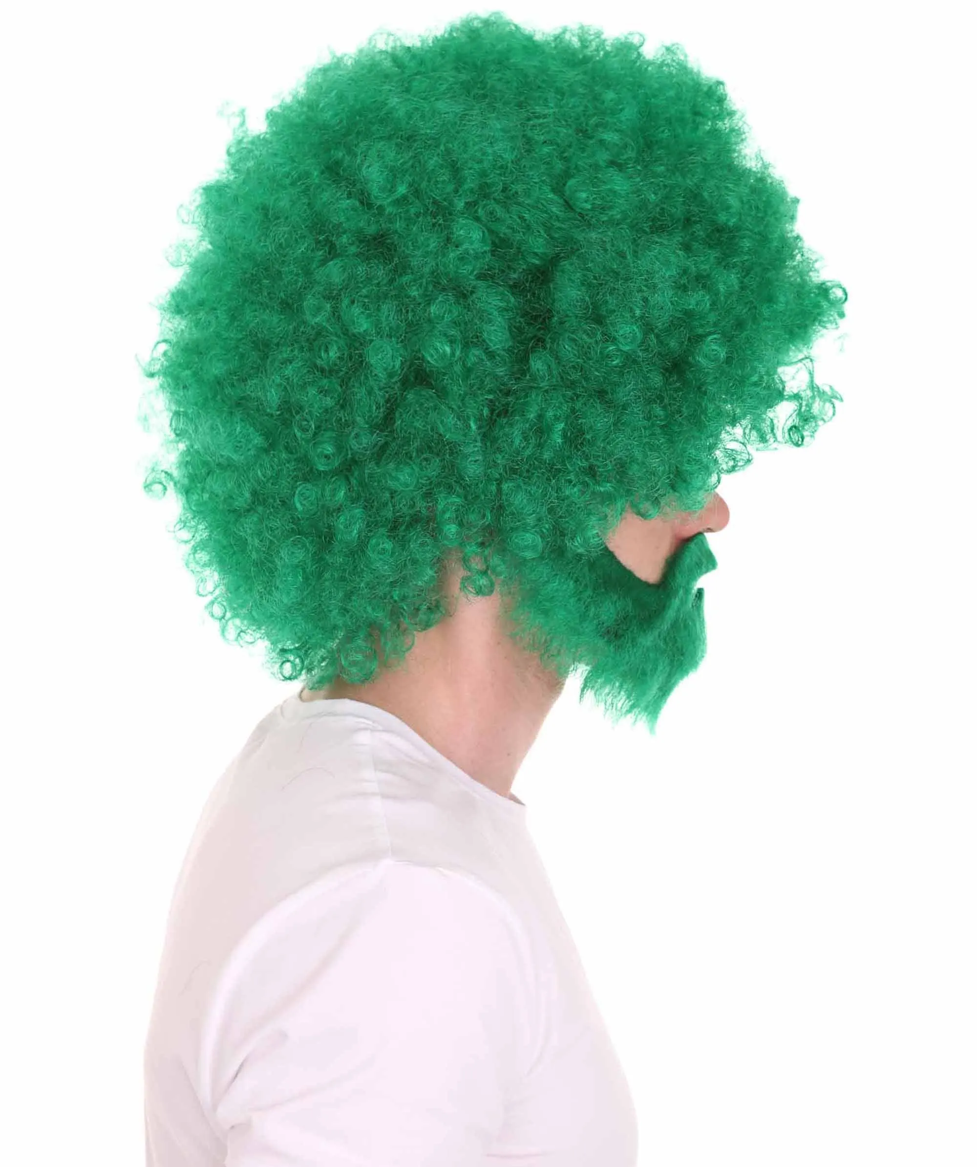 HPO Adult Unisex 80's Painter Afro Wig and Beard Set | Easy and Classic Celebrity Costume | Premium Halloween Wig