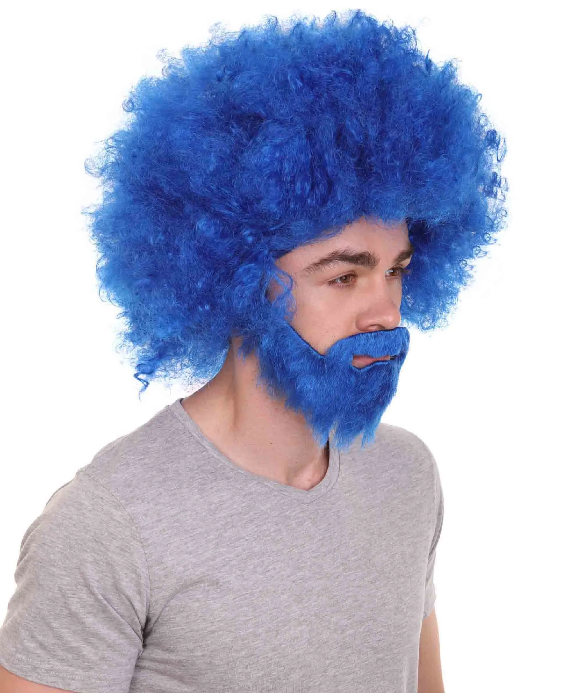 HPO Adult Unisex 80's Painter Afro Wig and Beard Set | Easy and Classic Celebrity Costume | Premium Halloween Wig