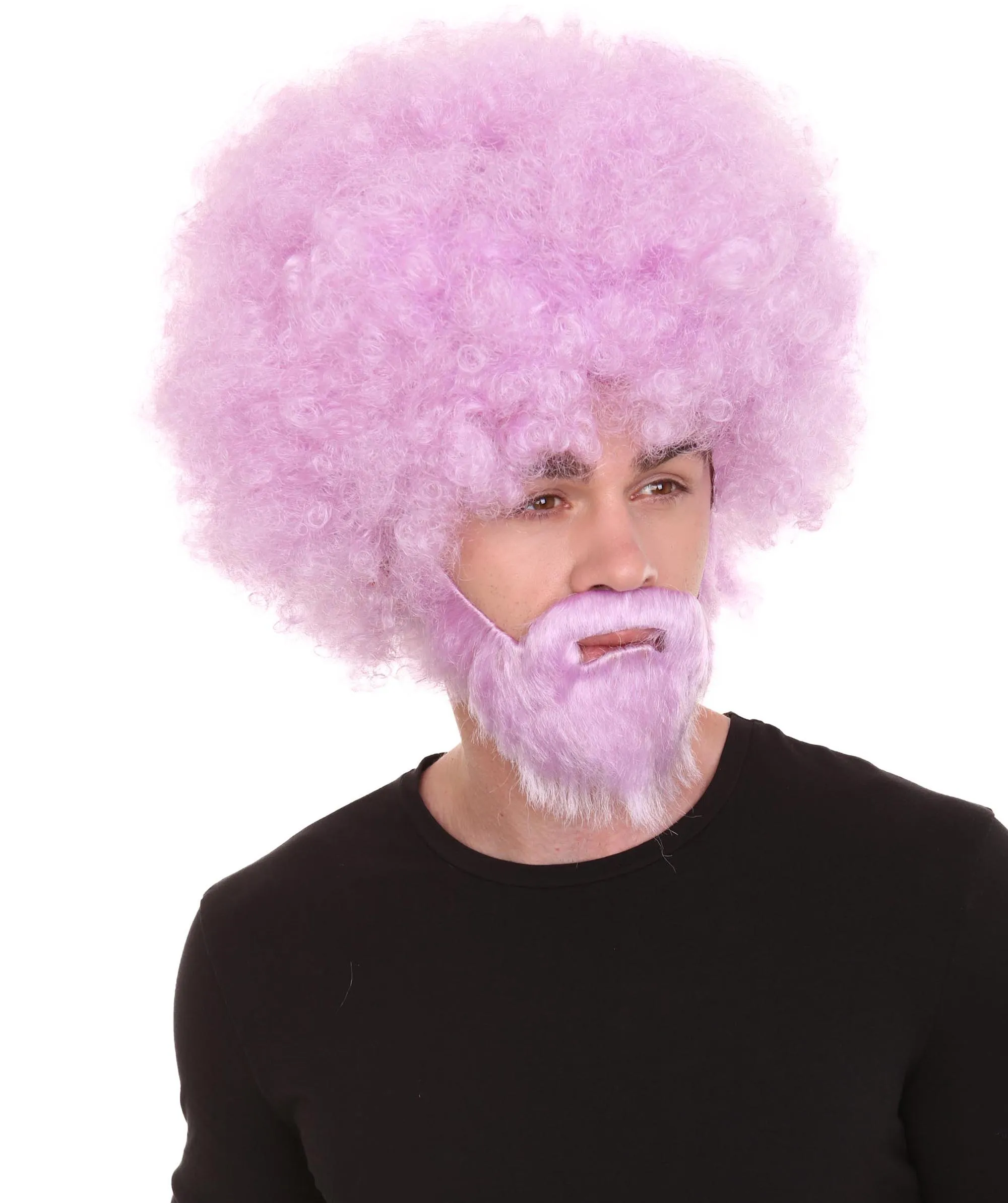 HPO Adult Unisex 80's Painter Afro Wig and Beard Set | Easy and Classic Celebrity Costume | Premium Halloween Wig