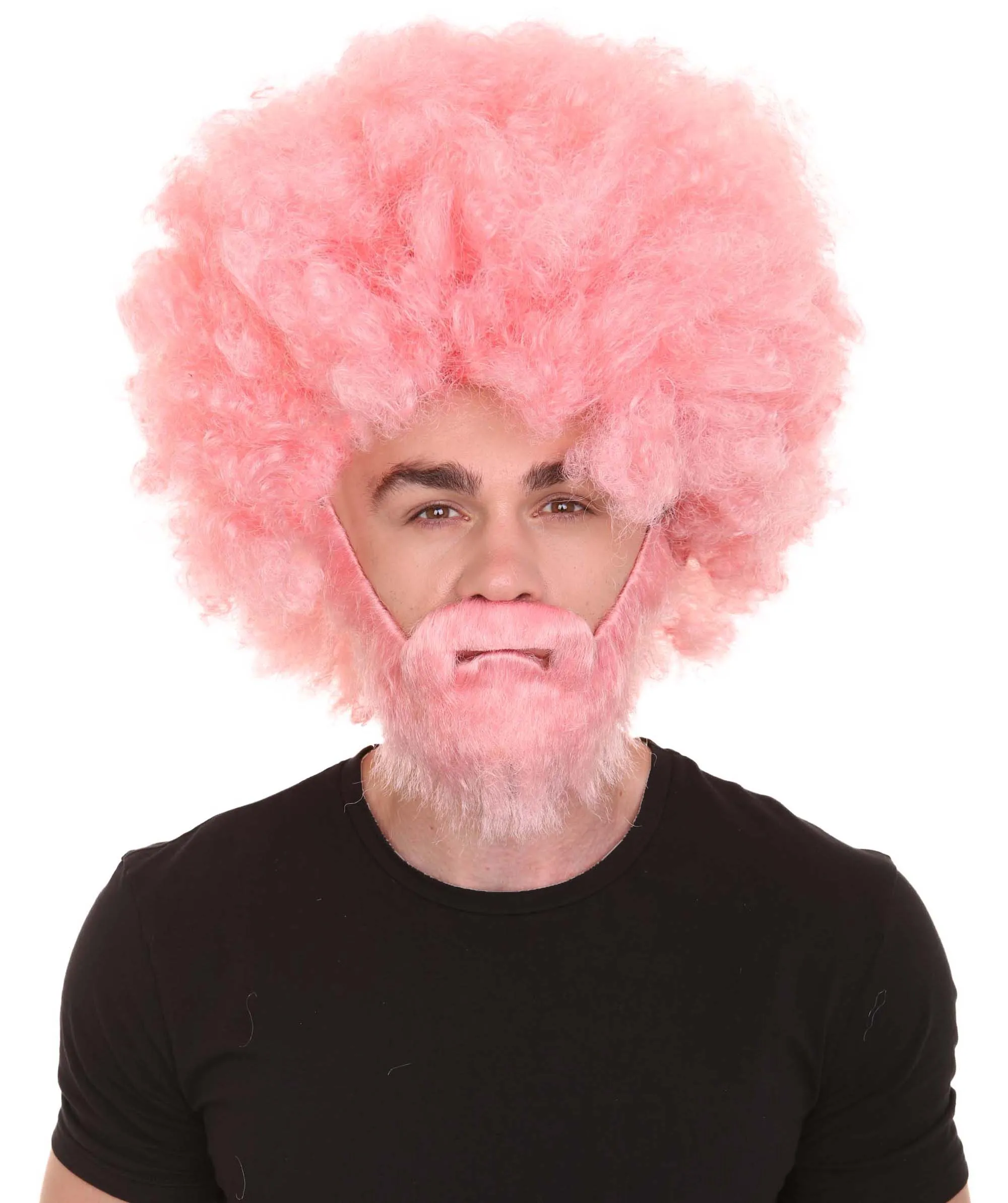 HPO Adult Unisex 80's Painter Afro Wig and Beard Set | Easy and Classic Celebrity Costume | Premium Halloween Wig