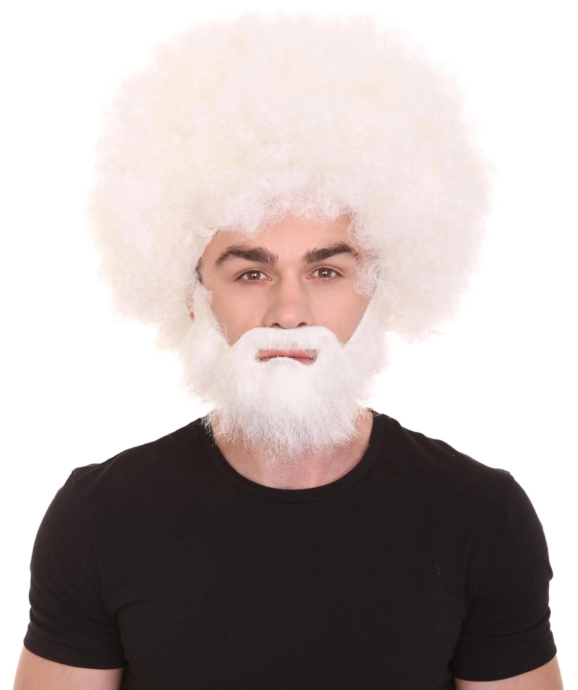 HPO Adult Unisex 80's Painter Afro Wig and Beard Set | Easy and Classic Celebrity Costume | Premium Halloween Wig