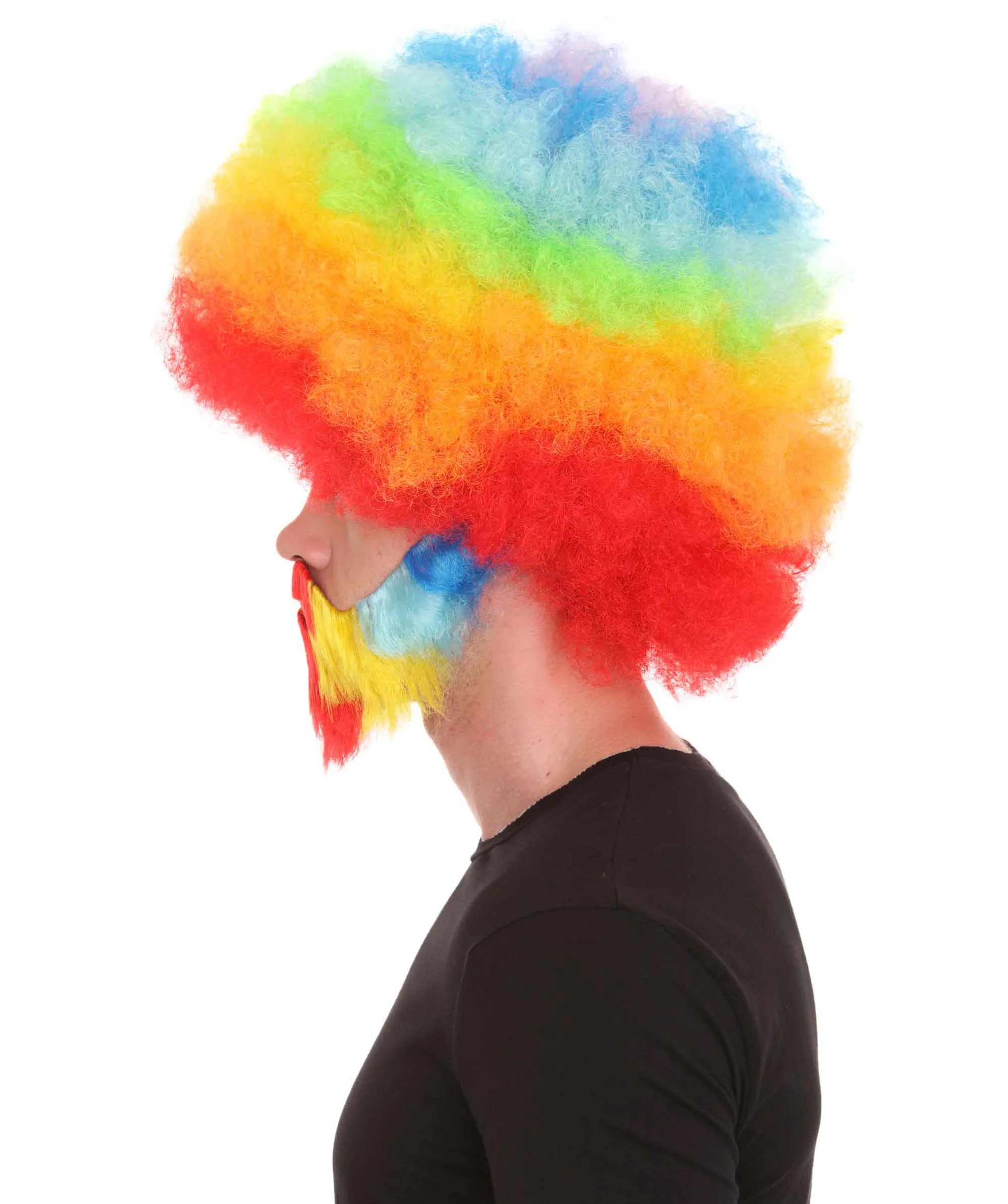 HPO Adult Unisex 80's Painter Afro Wig and Beard Set | Easy and Classic Celebrity Costume | Premium Halloween Wig