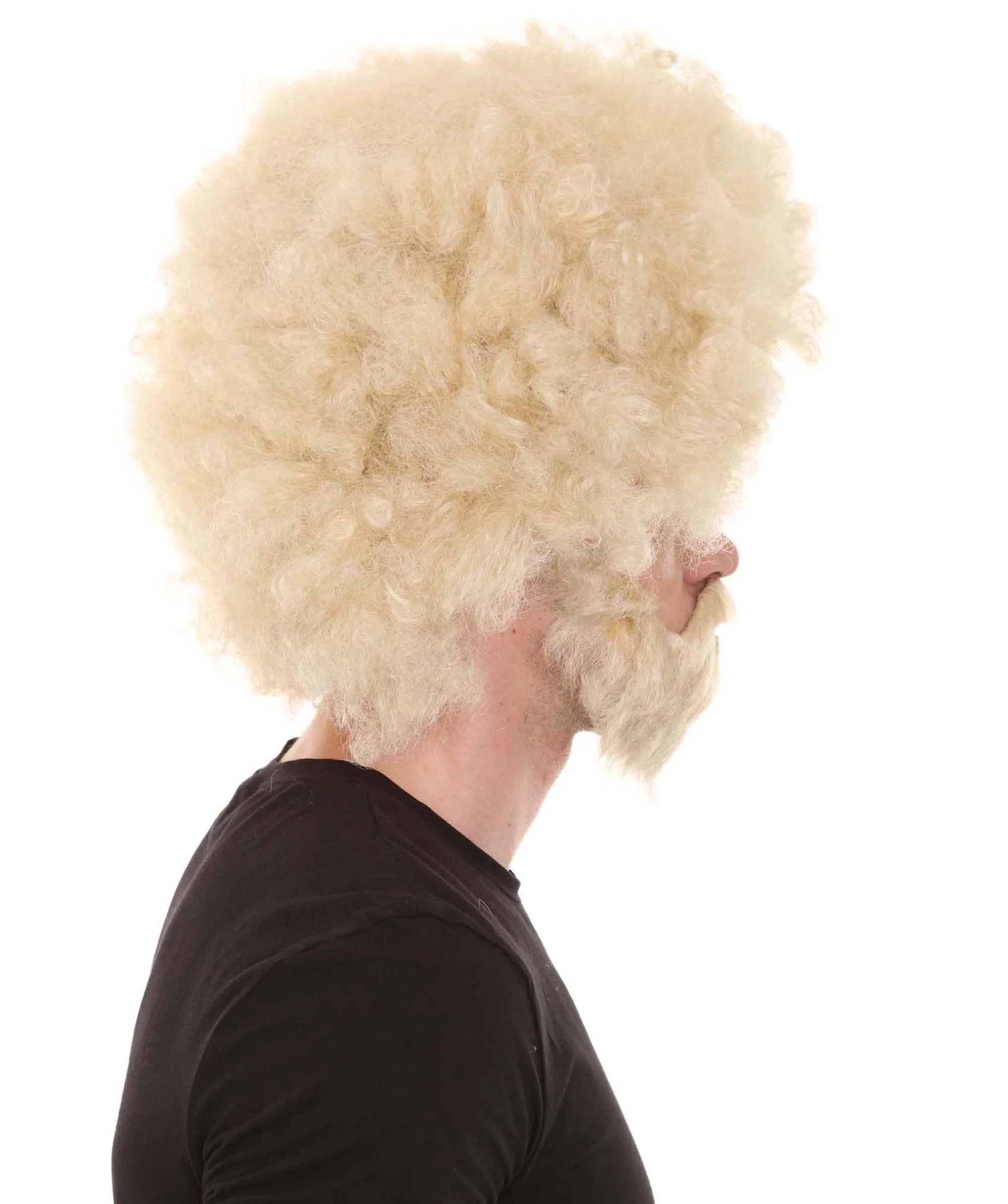 HPO Adult Unisex 80's Painter Afro Wig and Beard Set | Easy and Classic Celebrity Costume | Premium Halloween Wig