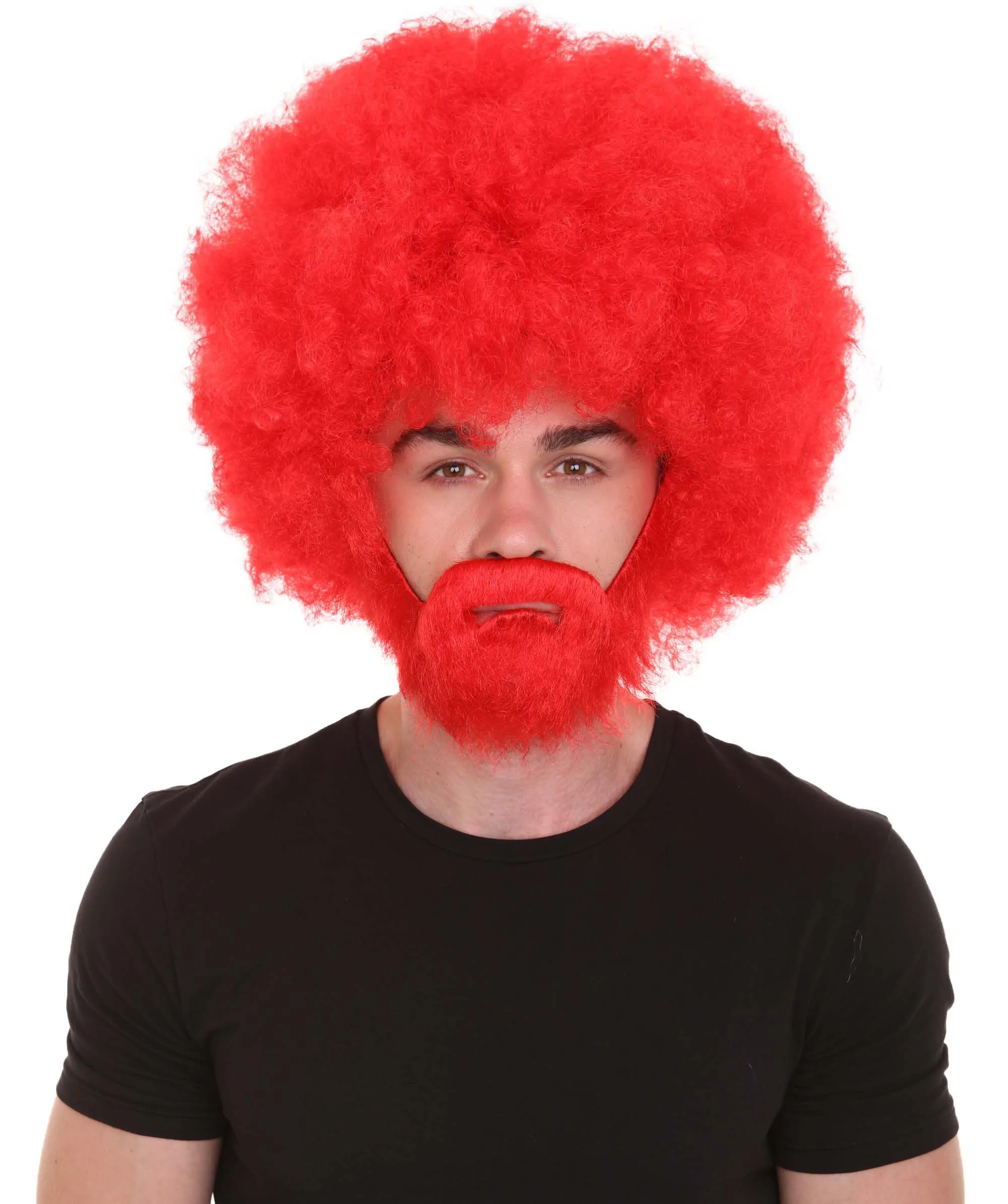 HPO Adult Unisex 80's Painter Afro Wig and Beard Set | Easy and Classic Celebrity Costume | Premium Halloween Wig