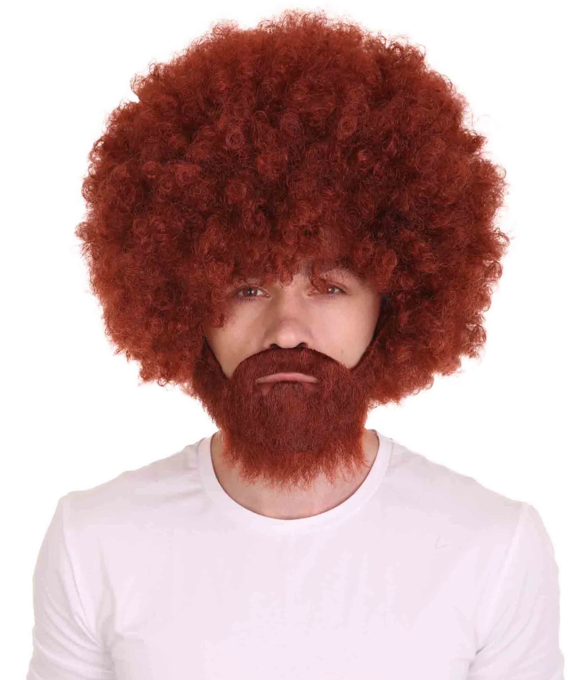 HPO Adult Unisex 80's Painter Afro Wig and Beard Set | Easy and Classic Celebrity Costume | Premium Halloween Wig