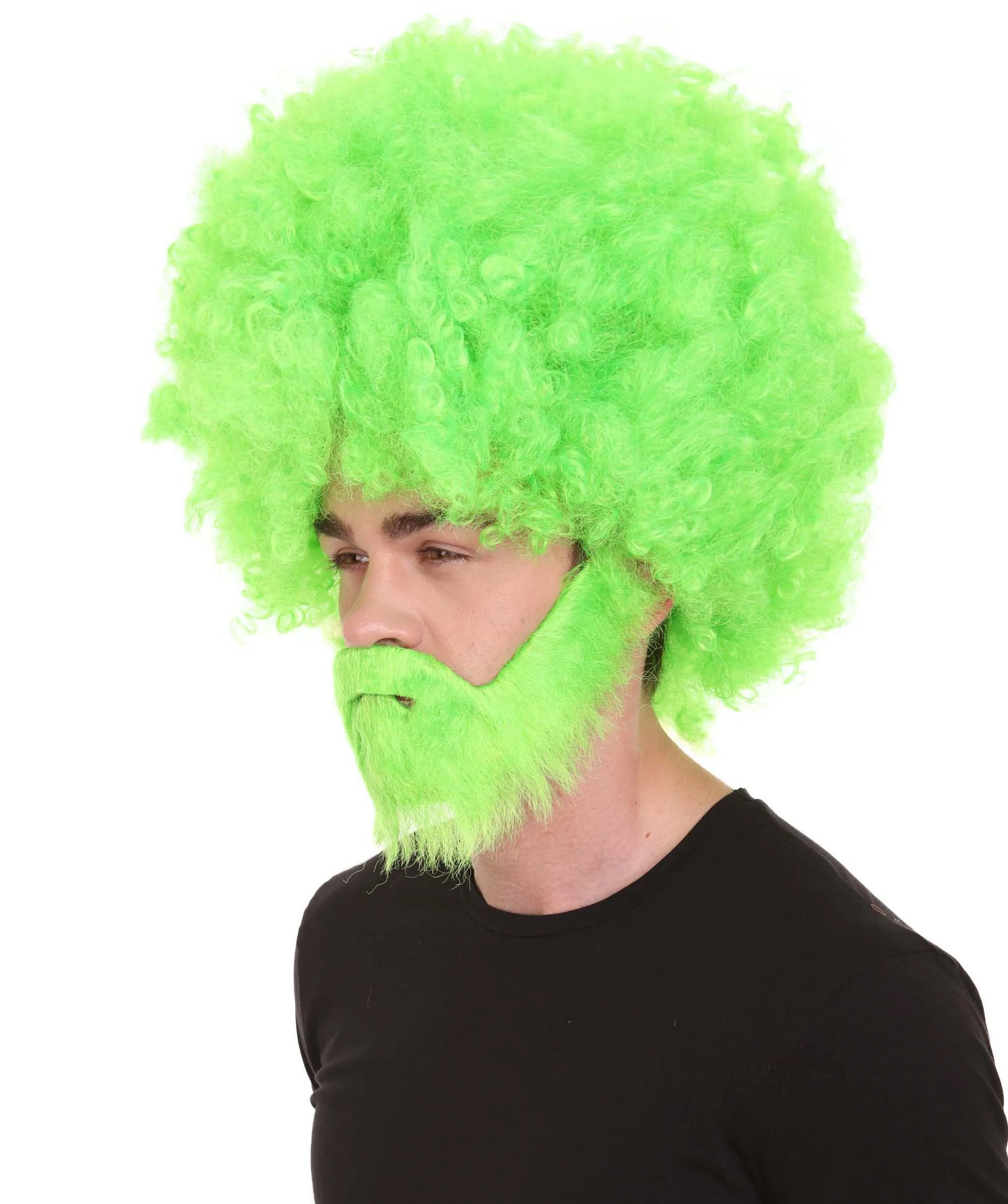 HPO Adult Unisex 80's Painter Afro Wig and Beard Set | Easy and Classic Celebrity Costume | Premium Halloween Wig