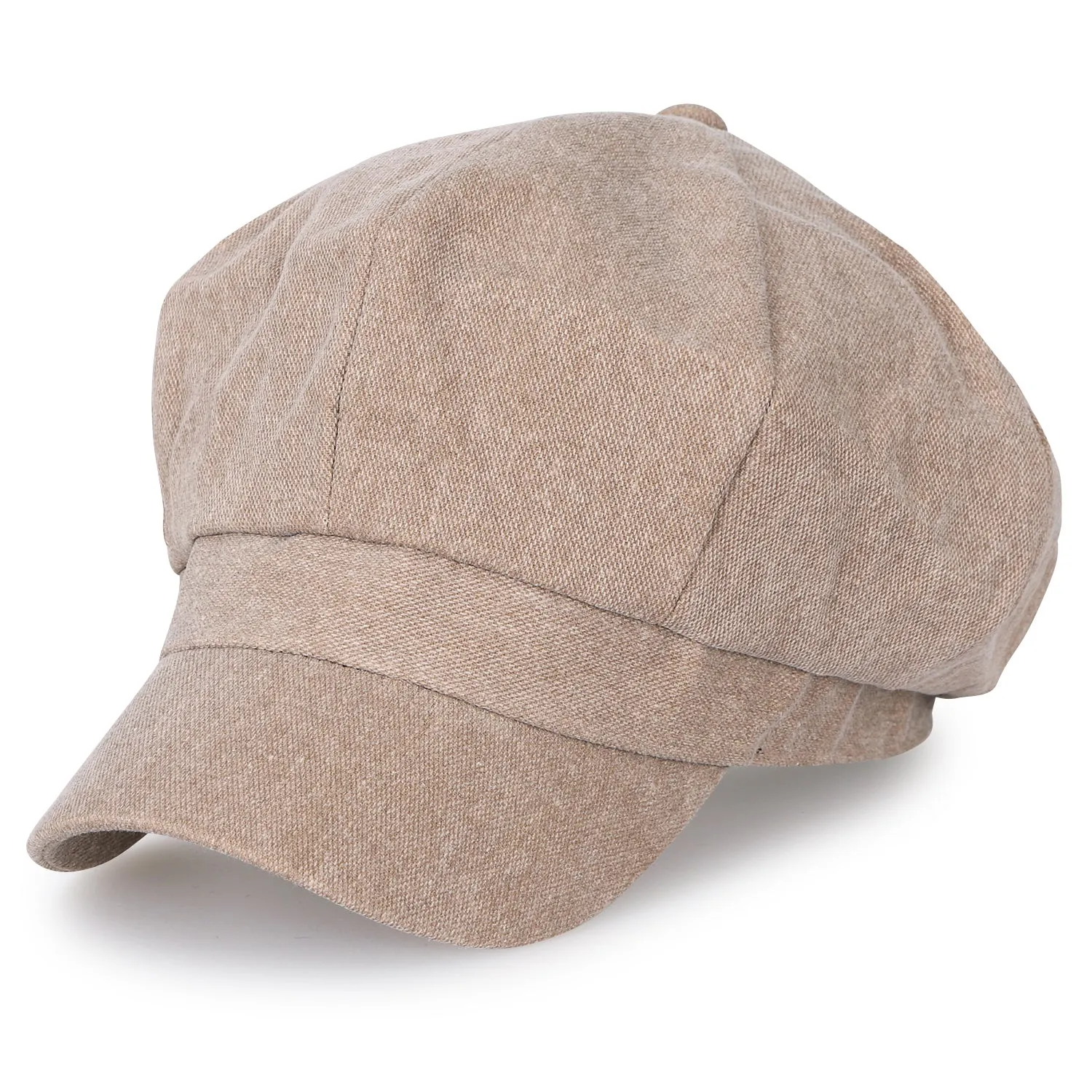 ililily 8-Panel Solid Color Newsboy Cabbie Cap Duck Bill Flat Hunting Hat
