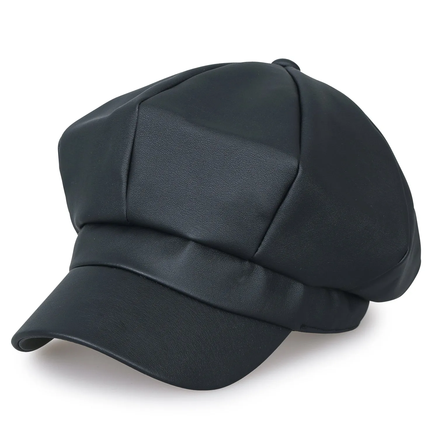 ililily 8-Panel Solid Color Newsboy Cabbie Cap Duck Bill Flat Hunting Hat