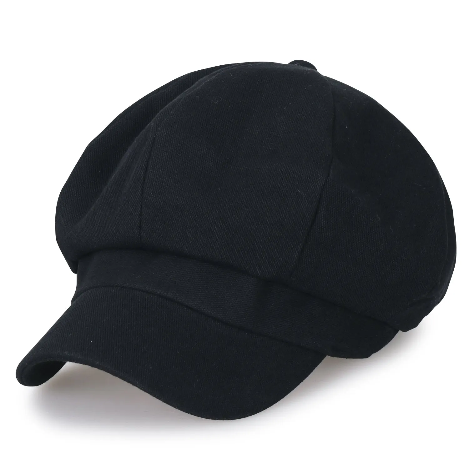ililily 8-Panel Solid Color Newsboy Cabbie Cap Duck Bill Flat Hunting Hat