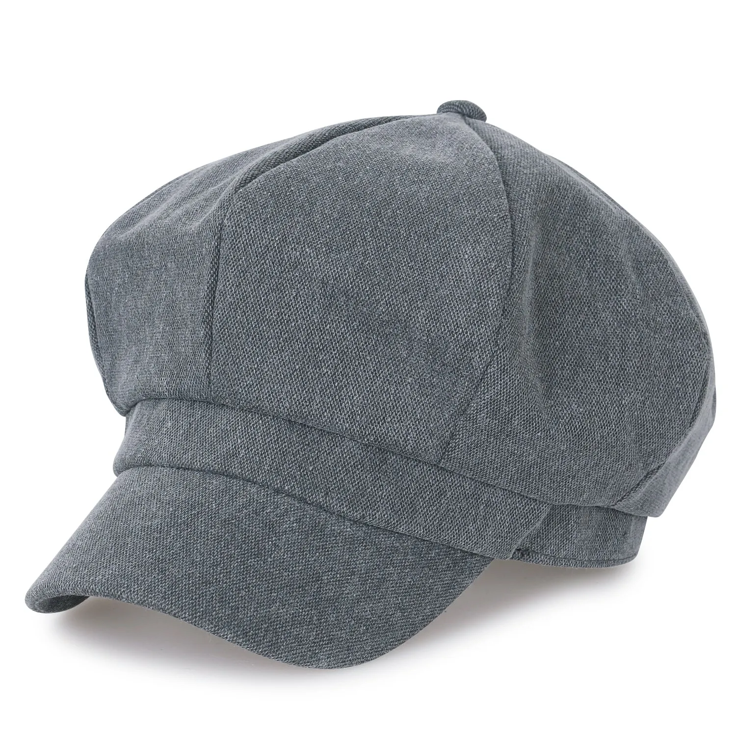 ililily 8-Panel Solid Color Newsboy Cabbie Cap Duck Bill Flat Hunting Hat