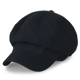 ililily 8-Panel Solid Color Newsboy Cabbie Cap Duck Bill Flat Hunting Hat